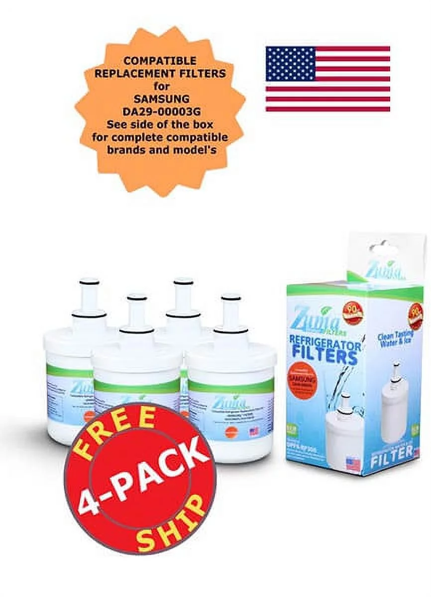 ZUMA Brand , Water and Ice Filter , Model # OPFS-RF300 , Compatible with Samsung® RS275ACWP/XAA - 4 Pack - Made in U.S.A.