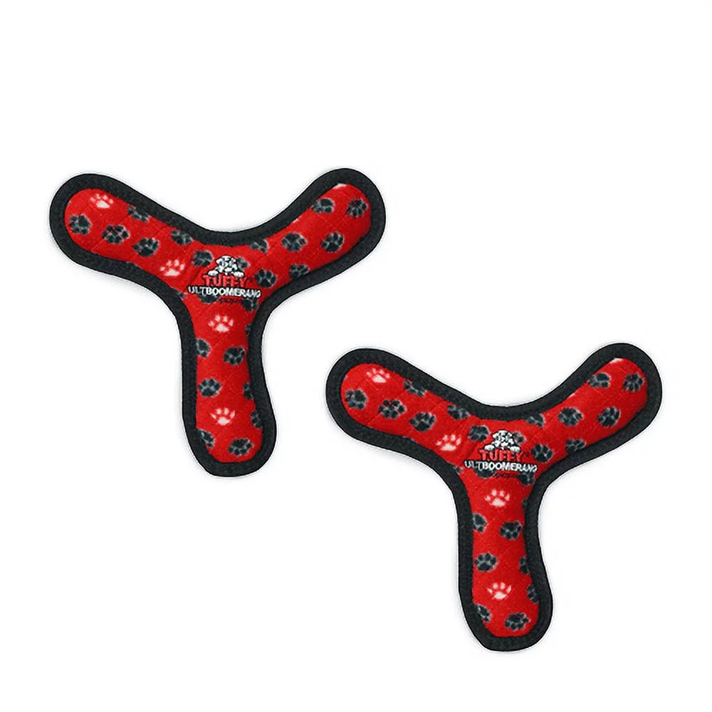 Tuffy Ultimate Boomerang Red Paw, 2-Pack Durable Dog Toys