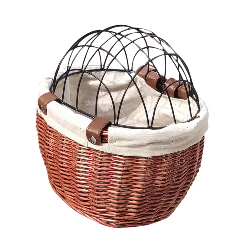Cat Dog Bicycle Storage Basket Handwoven Pet Seat Front Handlebars Carrier
