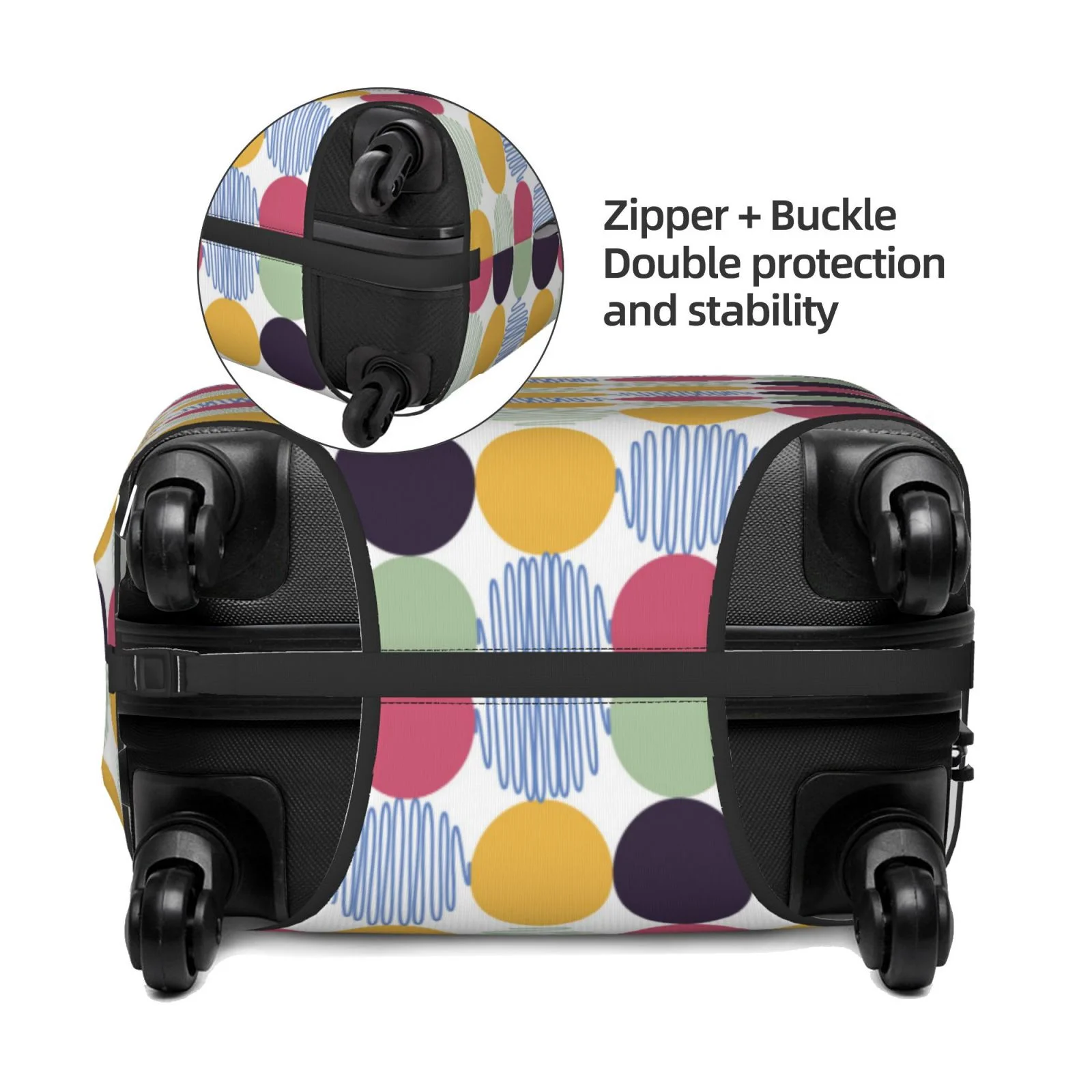 Easygdp Polka Dot Print Elastic and Washable Suitcase Protective Cover with Hidden Zipper Fits 18-32 inch Luggage -Small