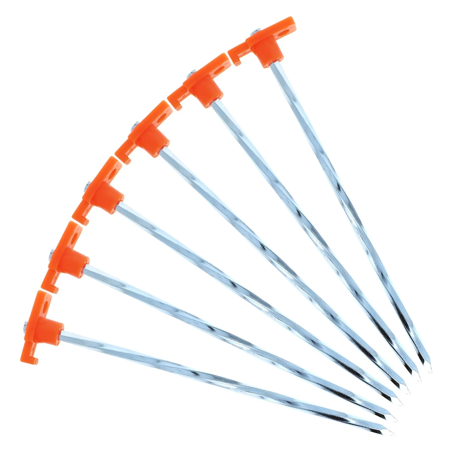 6pc ASR Outdoor Heavy Duty Orange Tent Pegs 8 Inch Tent Stakes Plastic PVC Topper