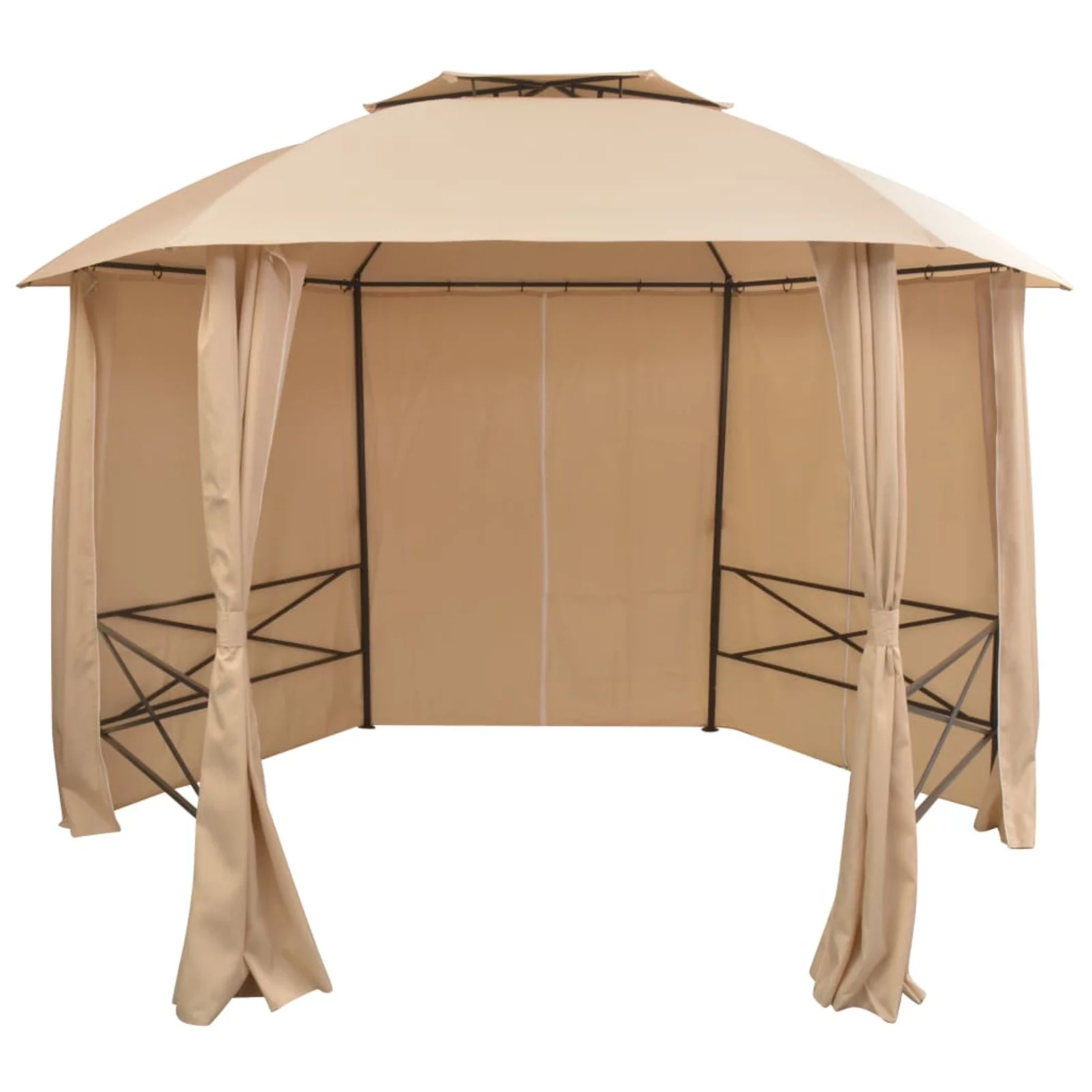 Dcenta Gazebo with Curtains Outdoor Canopy Steel Frame Sun Shade Shelter Beige for Patio, Wedding, BBQ, Camping, Festival Events 11.7ft x 10ft x 8.6ft (L x W x H)