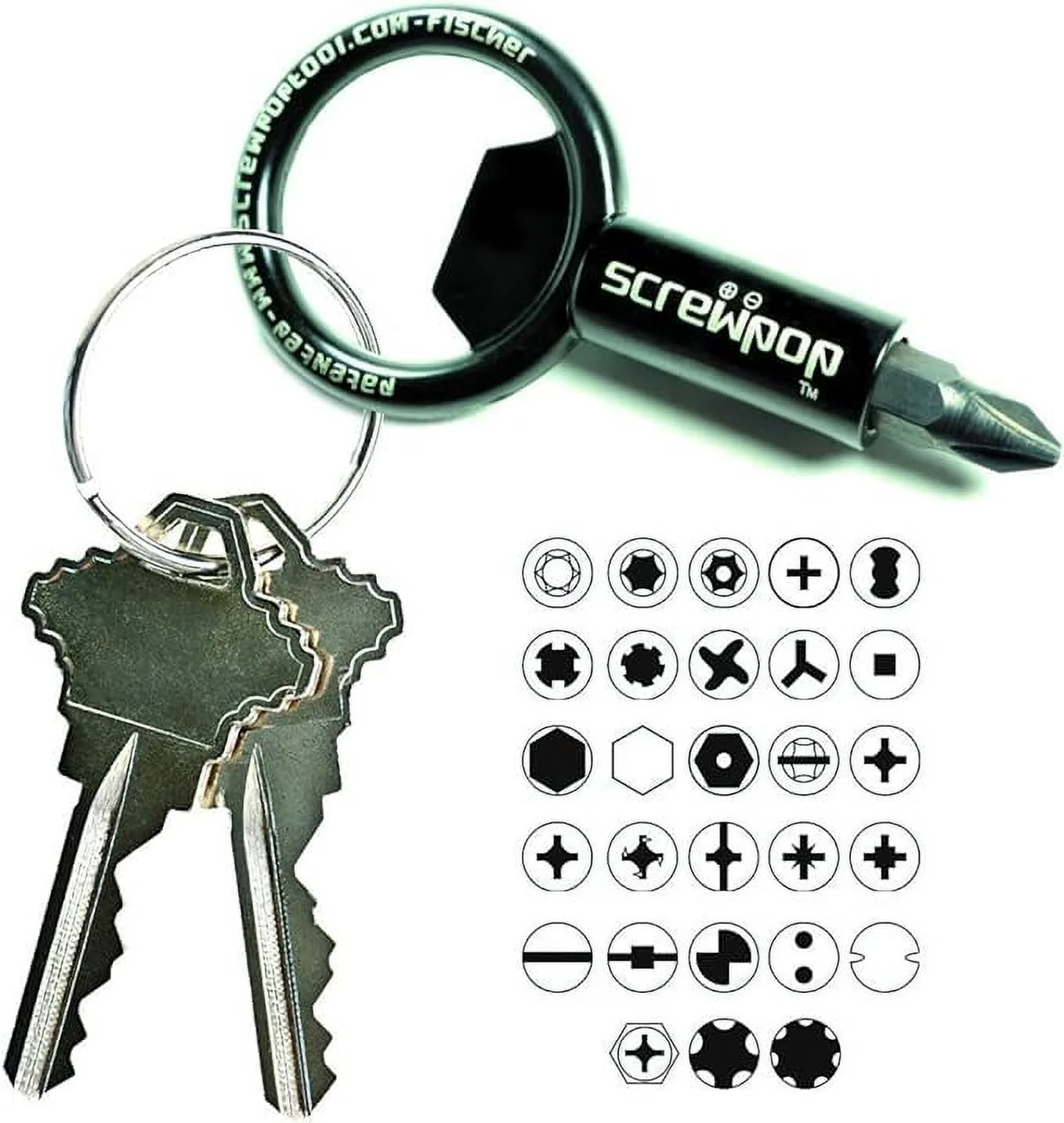 Screwpop Screwdriver Compact Bit Holder Keychain | Carabiner Multi-Tool Bottle Opener with New Secure and Stronger Magnet (Includes Removable Double-Sided Bit)