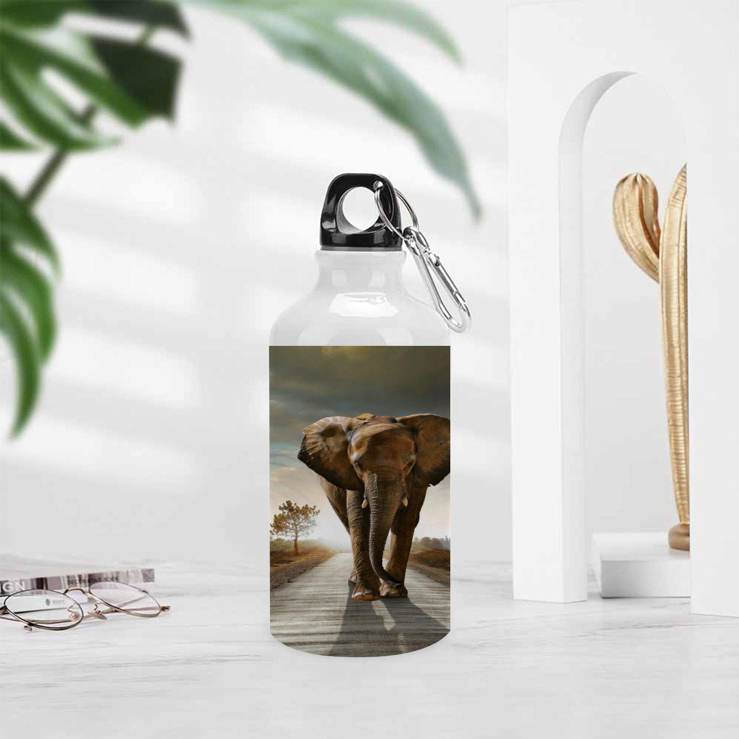 SKYSONIC 400ml Sport Aluminum Water Bottle,Single Elephant,Sport Multipack Leak Proof Easy Carry Travel Bottle with Twist Cap for Gym Hiking Camping Running Bike Outdoor