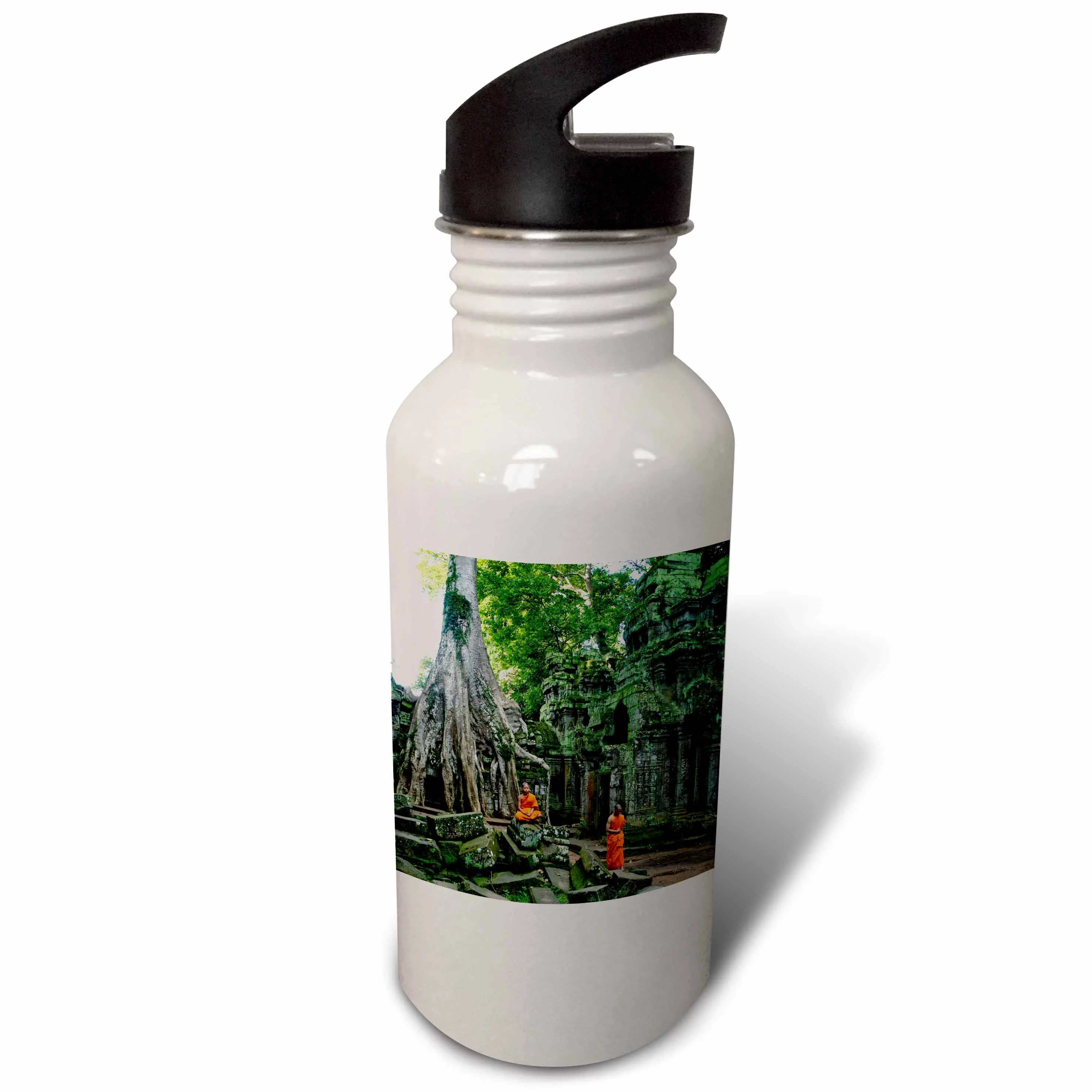 A couple of Orange and Green Theravada Buddhists at Ta Prohm Jungle Temple  21 oz Sports Water Bottle wb-179846-1