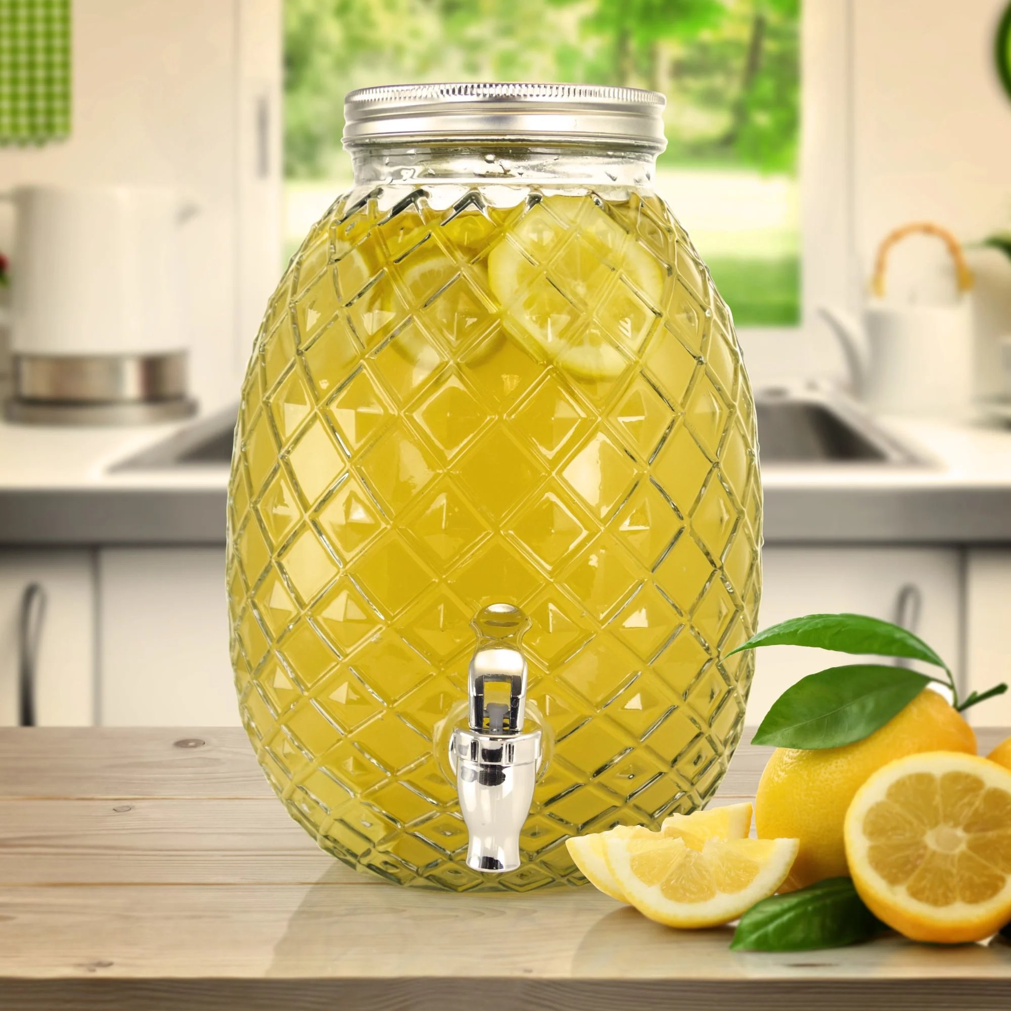 Gibson Home 1.2 Gallon Pineapple Clear Glass Drink Dispenser