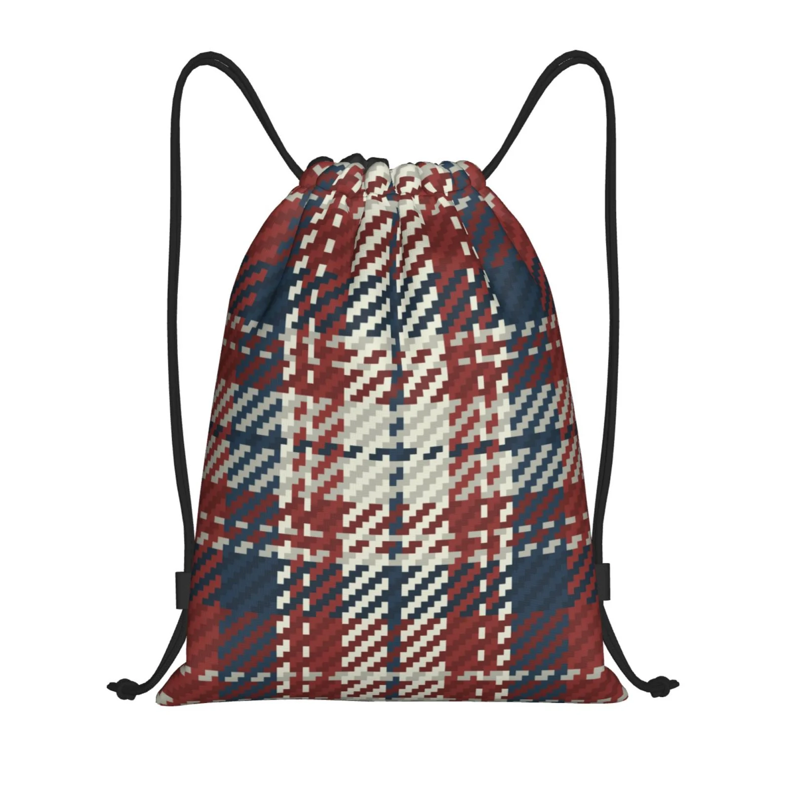 ZNDUO Gym Drawstring Bag, Scottish Style Stripes Pattern Men and Women Fitness Drawstring Backpack Swimming Bags, Medium