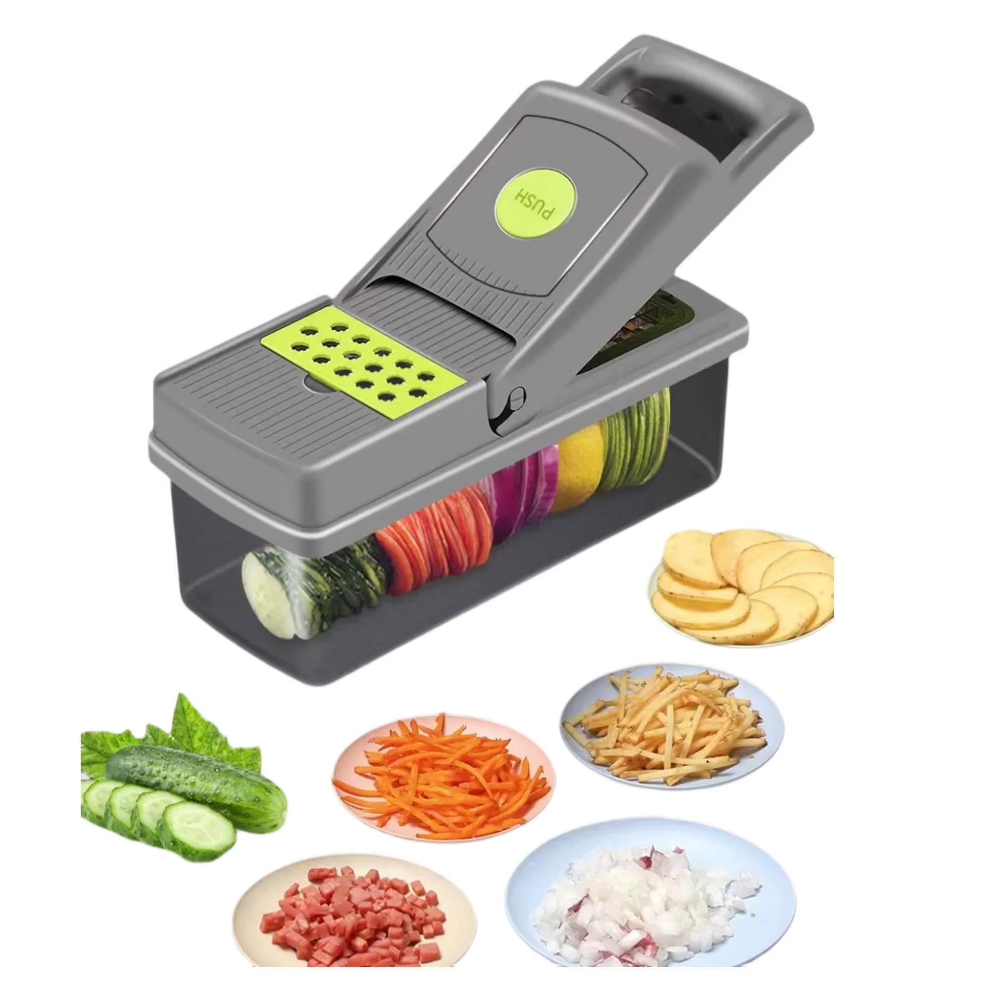 Trrcylp Vegetable Chopper  Multifunctional Food Dicer Slicer Carrot Grater Shredder Plastic  Clear