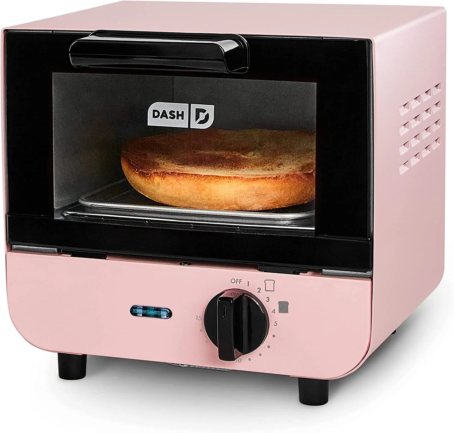 DASH Mini Toaster Oven Cooker for Bread, Bagels, Cookies, Pizza, Paninis & More with Baking Tray, Rack, Auto Shut Feature - Pink Pink Cooker