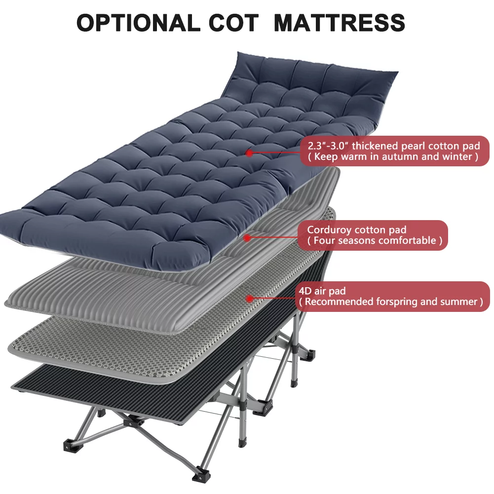 FICISOG Folding Camping Cots , Portable Strong Heavy Duty Storage Type Wide Sleeping Cots