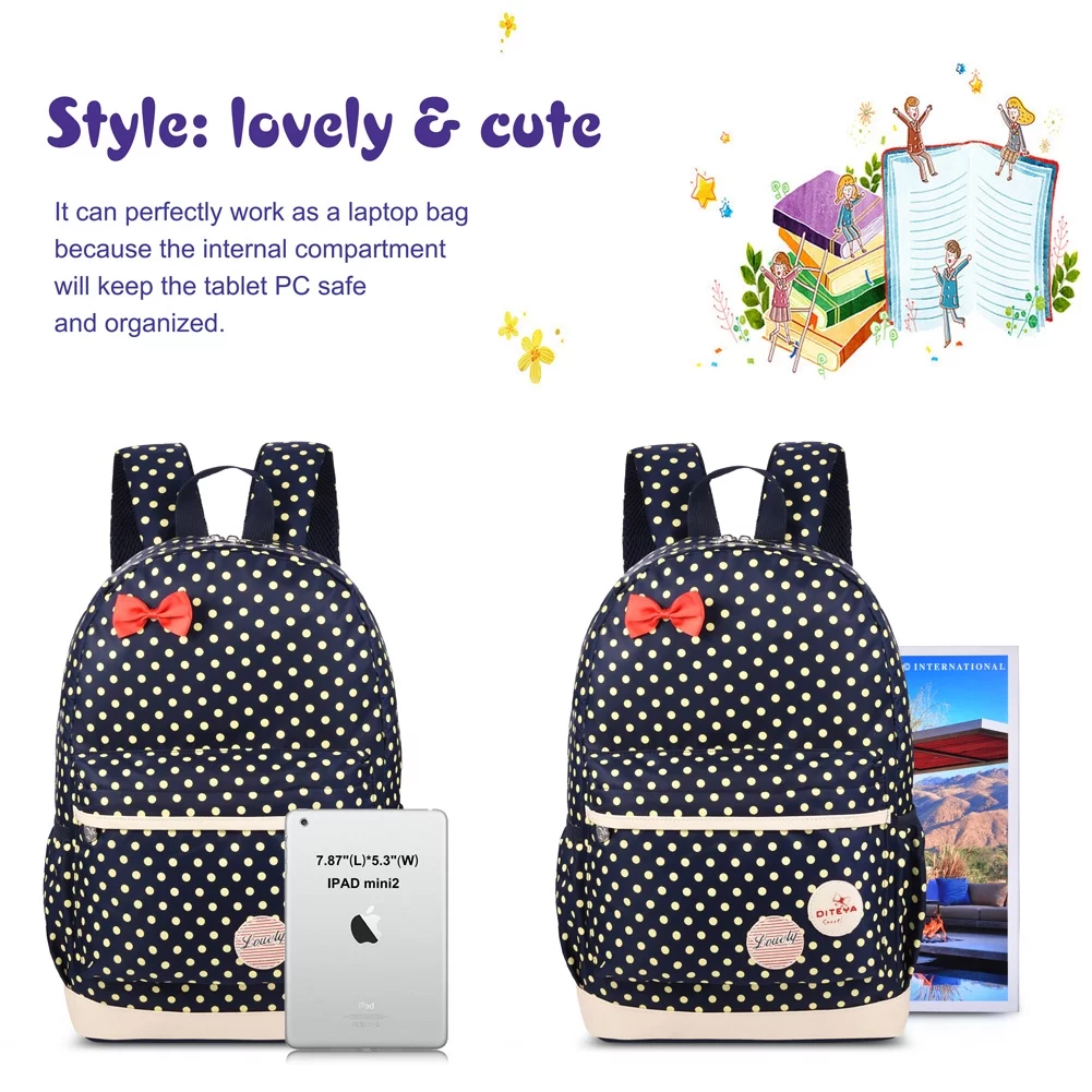 Chic Nylon Backpack Set 3-in-1 Shoulder Bags Casual Student Daypack