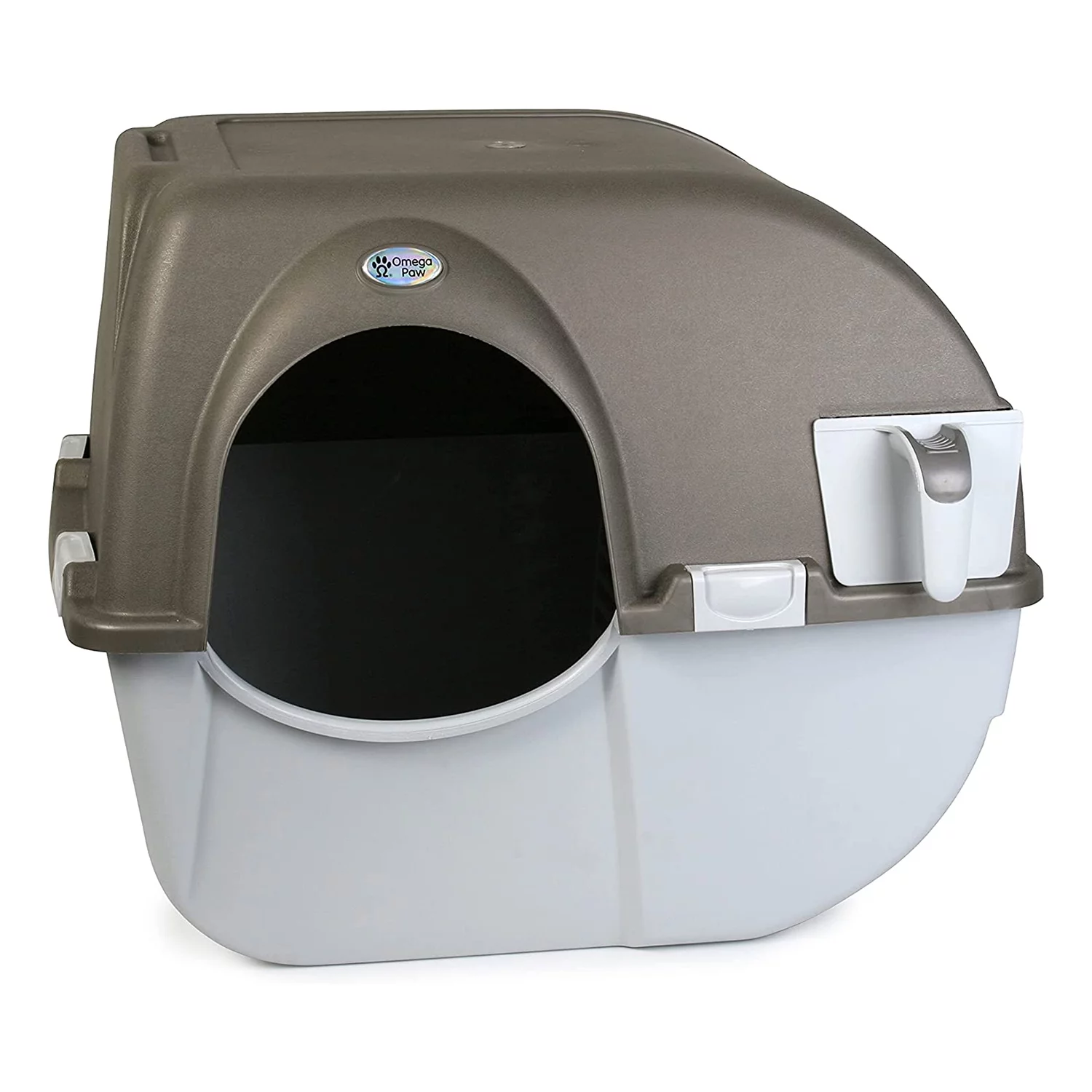 Omega Paw Roll 'n Clean Self Cleaning Regular Sized Litter Box, Grey