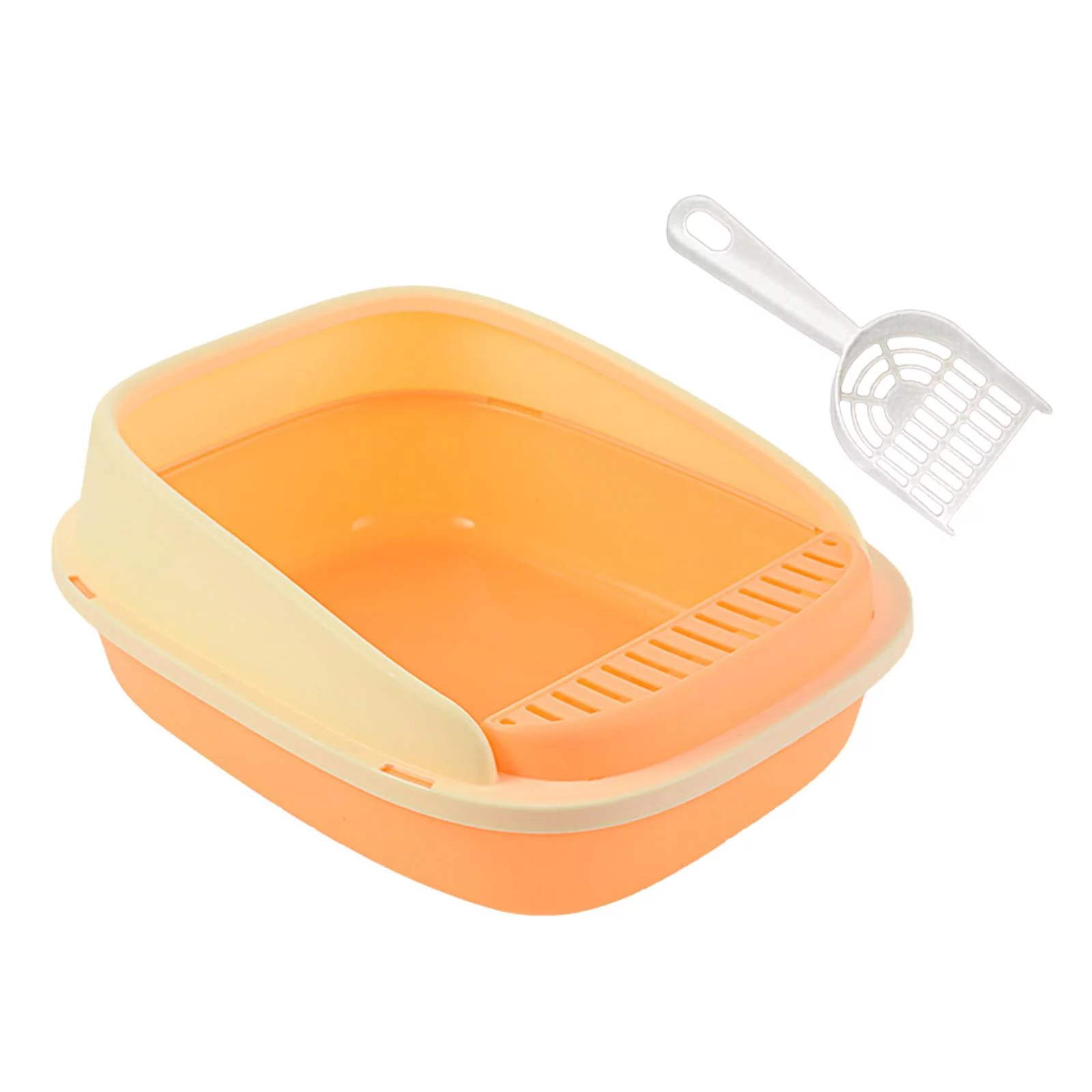 Cat High Sided with Frame with Rim with Scatter Protect Kitten Litter Orange 40x33x16cm