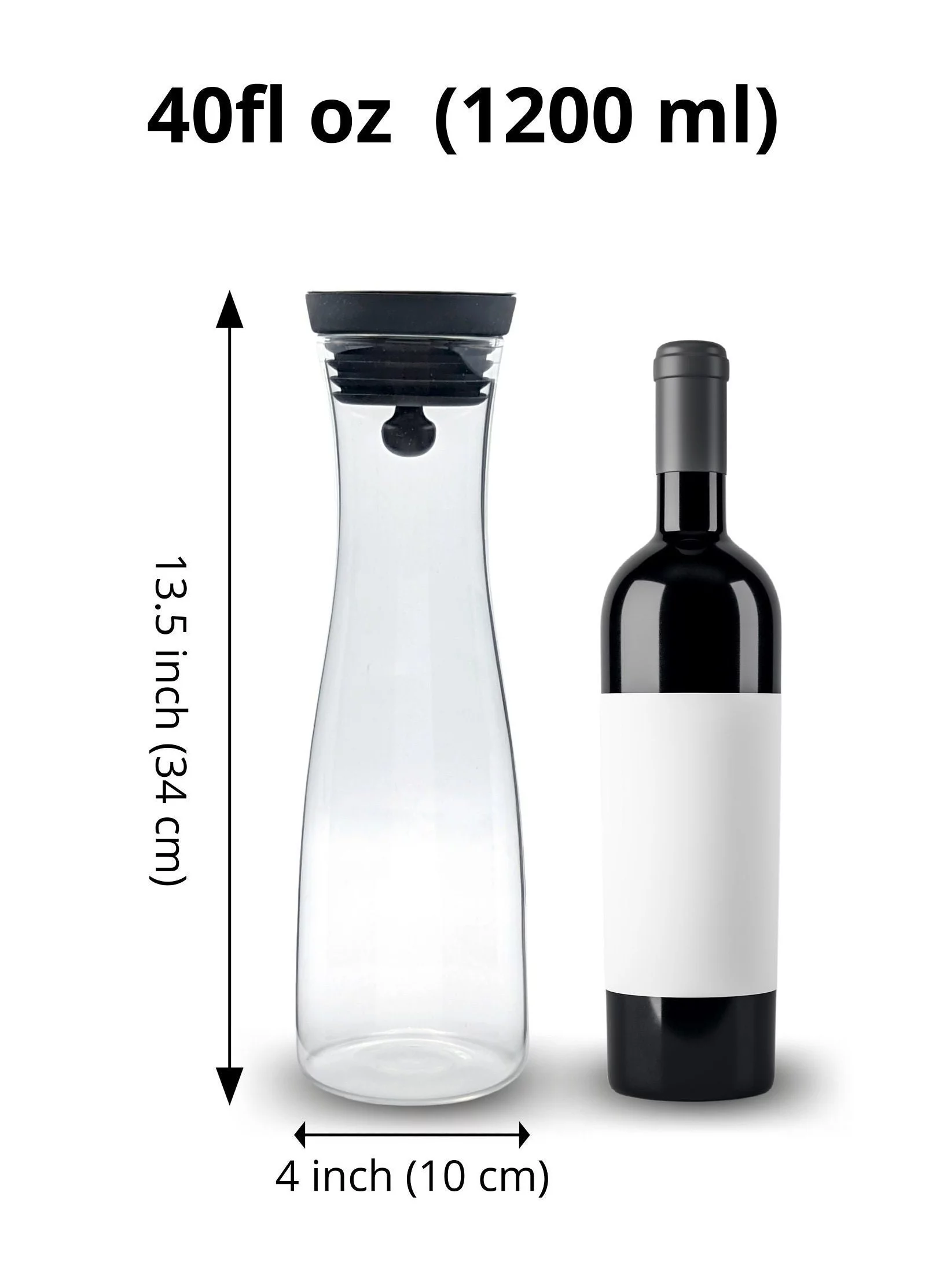 ArtOlo Glass Jar with Lid Clear Beverage Container Ice Coffee, Water Pitcher - Perfect Jug for Storage and Display, Bedside Carafe and More, 40fl oz