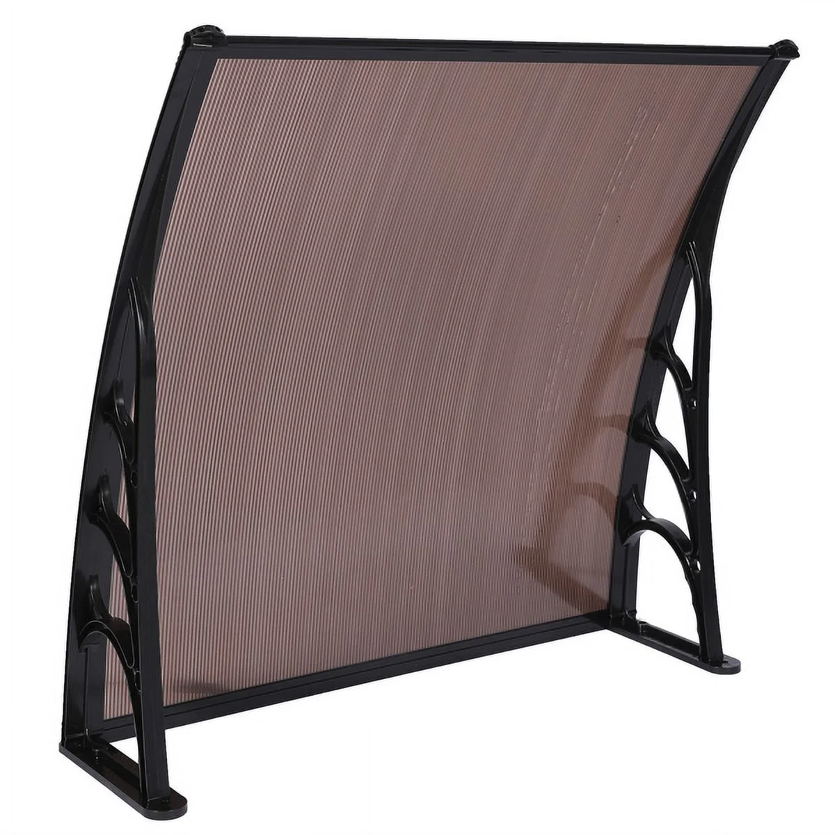 Fithood 100 x 100 Household Application Door & Window Rain Cover Eaves Canopy Brown & Black Bracket