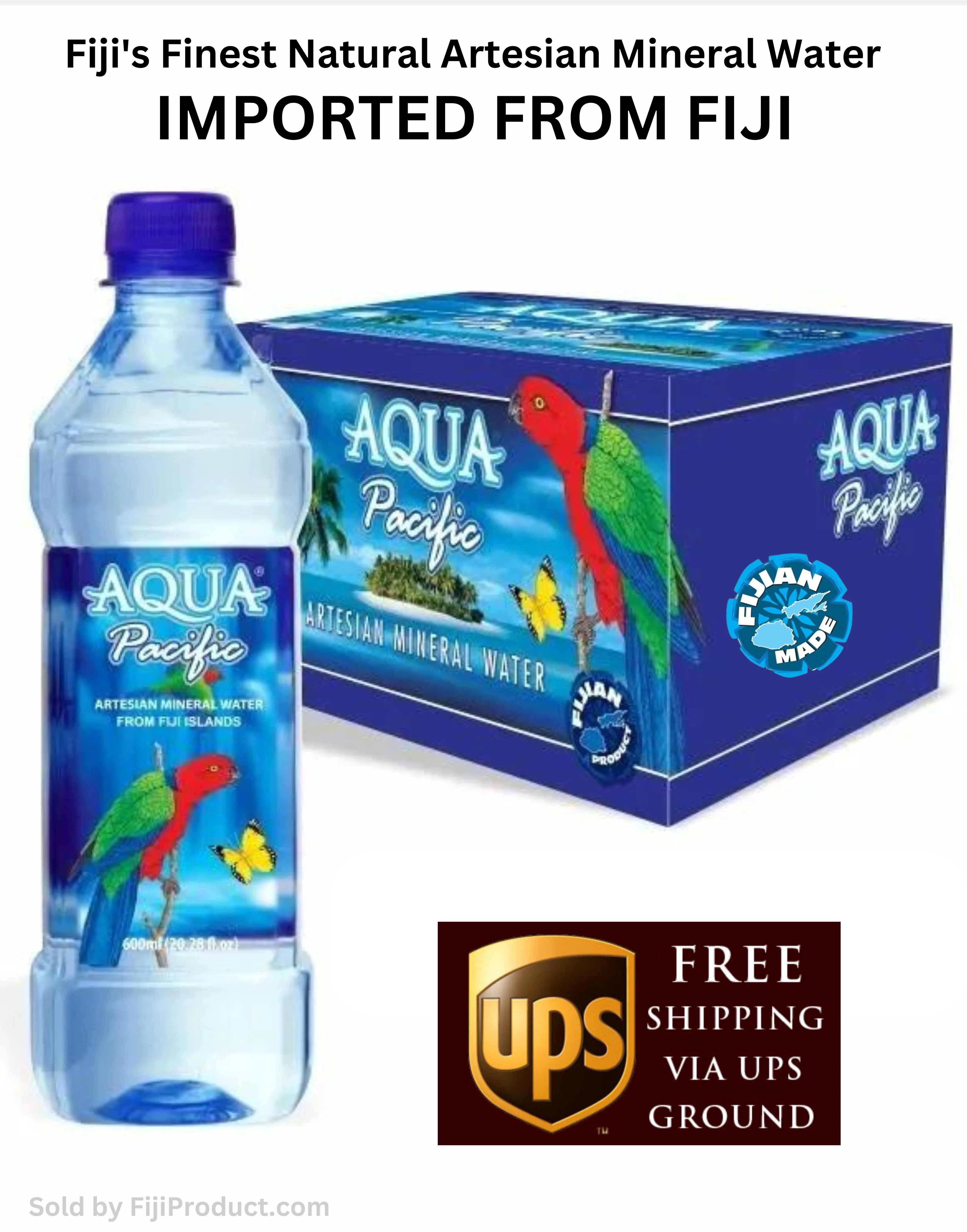 Aqua Pacific®Natural ARTESIAN Mineral Water (Case Pack Of 24 x 20.28 Oz Bottle) Discover Fiji's Finest H20, Aqua Pacific®