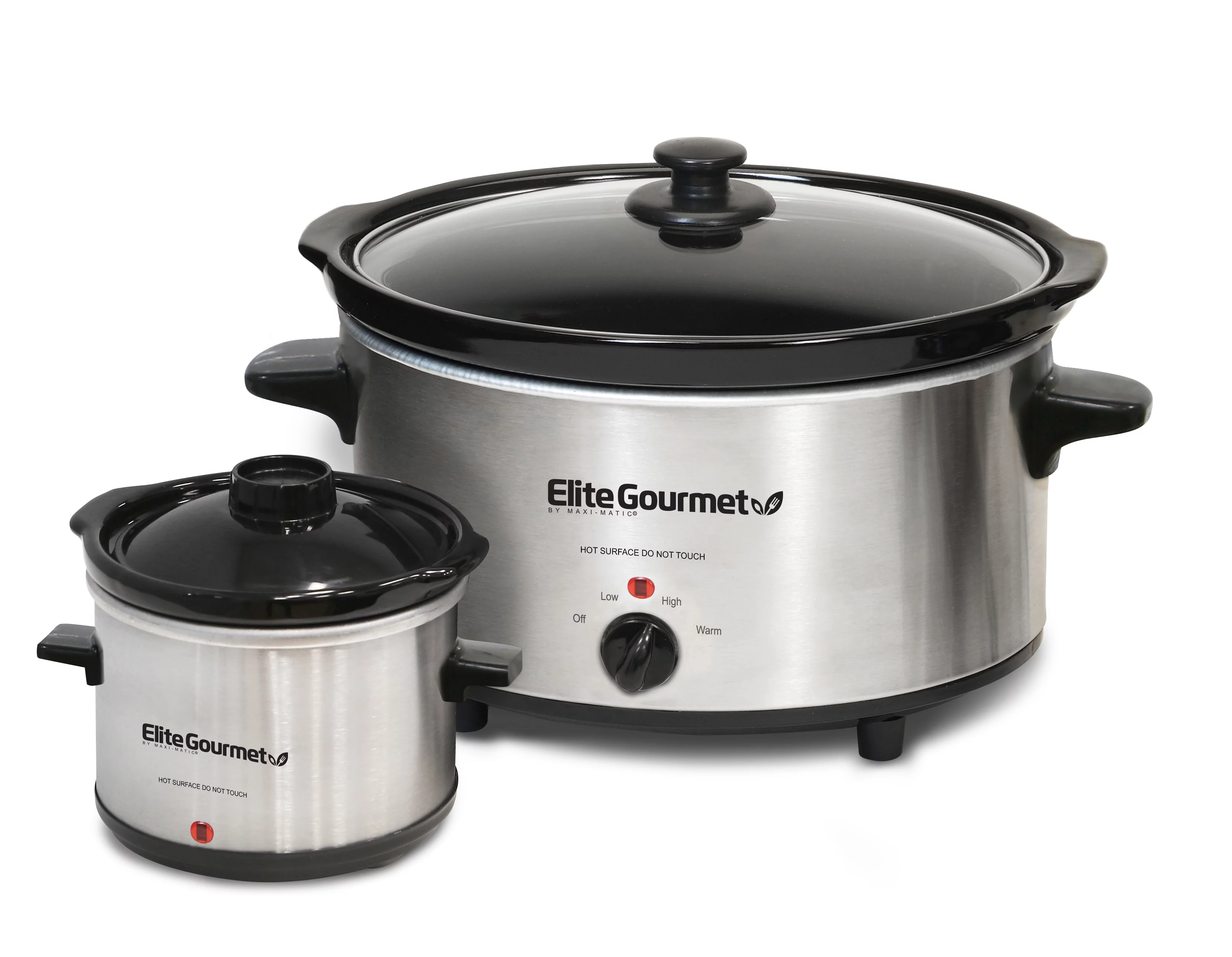 Elite Gourmet MST-500D 5Qt Stainless Steel Slow Cooker with Mini Dipper
