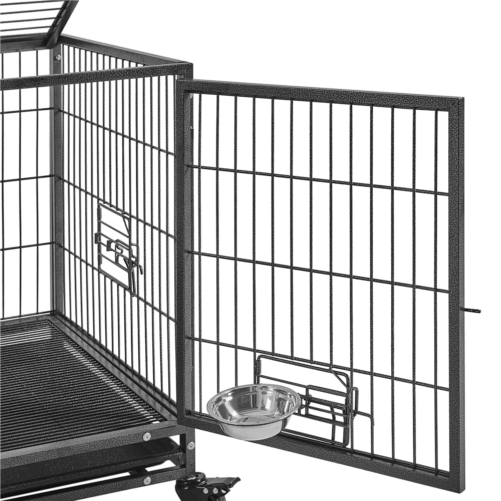 Yaheetech 42.5'' W Rolling Dog Crate W/ Removable Divider, Black