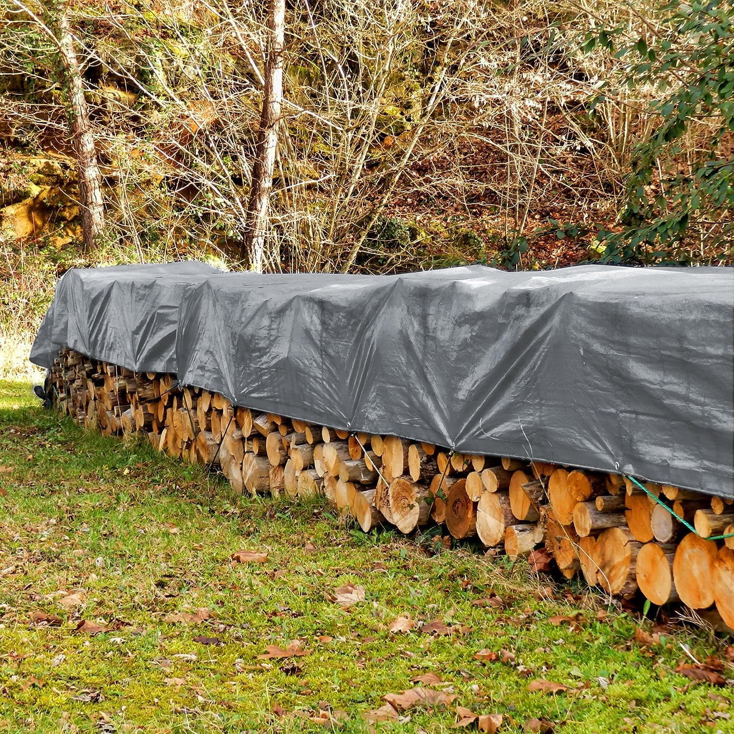 Extra Heavy Duty 12 Mil Silver Tarp 3 Ply Coated Reinforced Canopy 6 Oz 3 Layer (Finished Size 7.6' X 29.6')