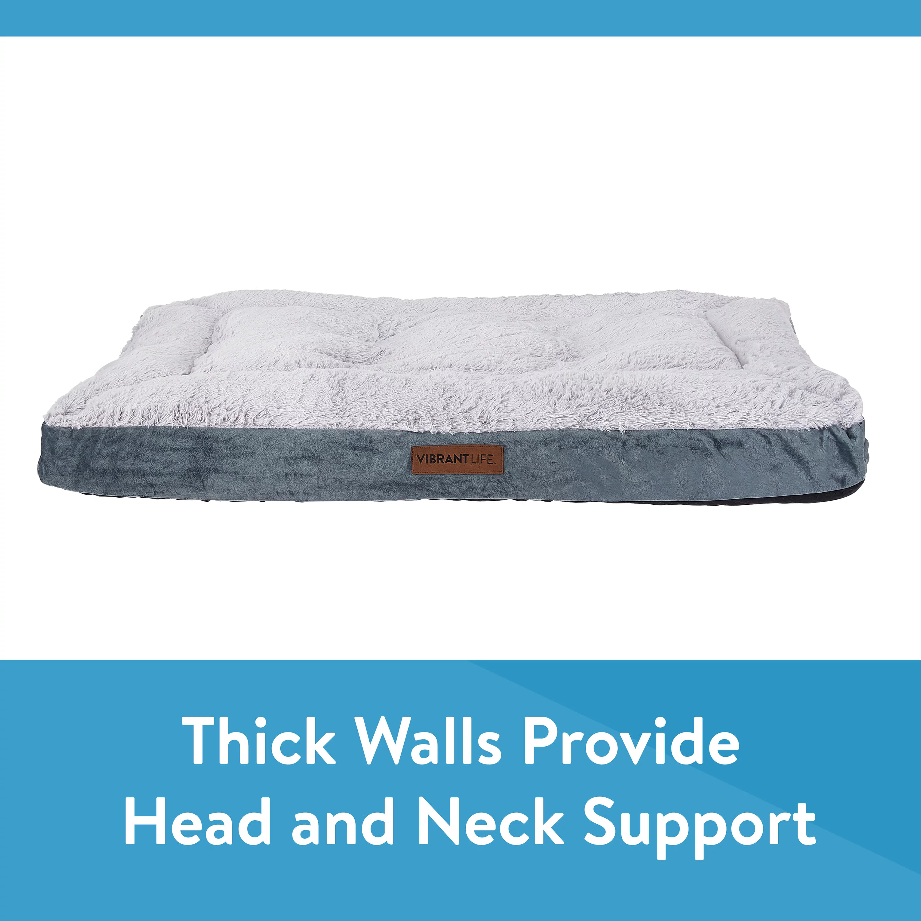 Vibrant Life Large Deluxe Pillow Top Dog Bed, Gray