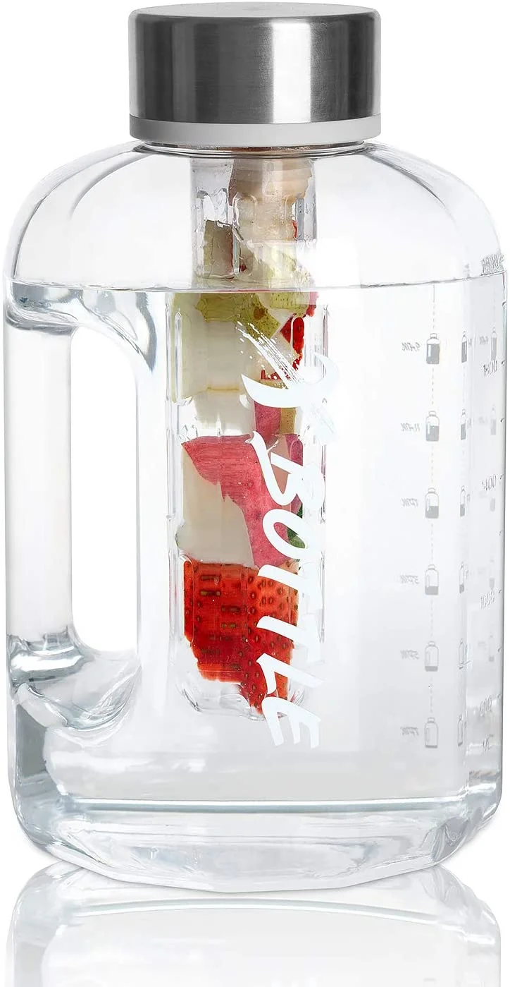 Half Gallon Water Bottle, 84oz Water Bottle BPA Free Dishwasher Safe Hydration with Motivational Time Mark Leak-Proof 2.5L Water Bottle for Camping Workouts