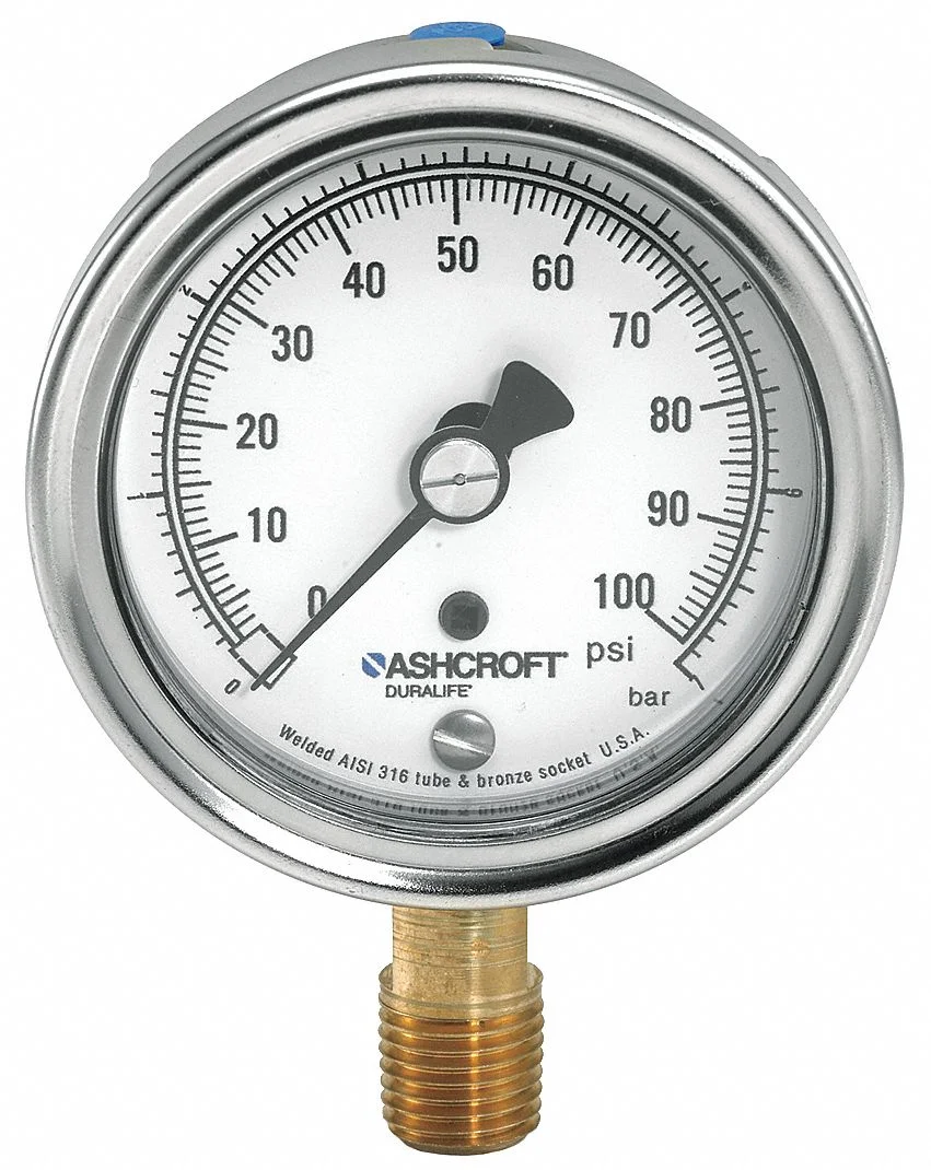 Ashcroft Gauge,Pressure,0 to 100 psi,1.5 Percent  251009AWL02L100#