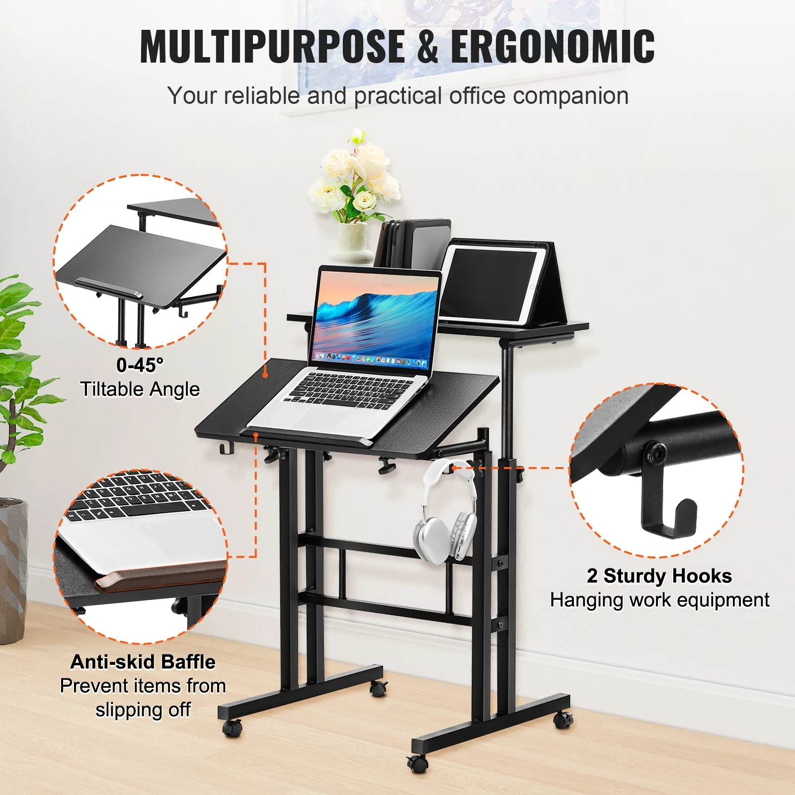 BENTISM Mobile Standing Desk, 26.4