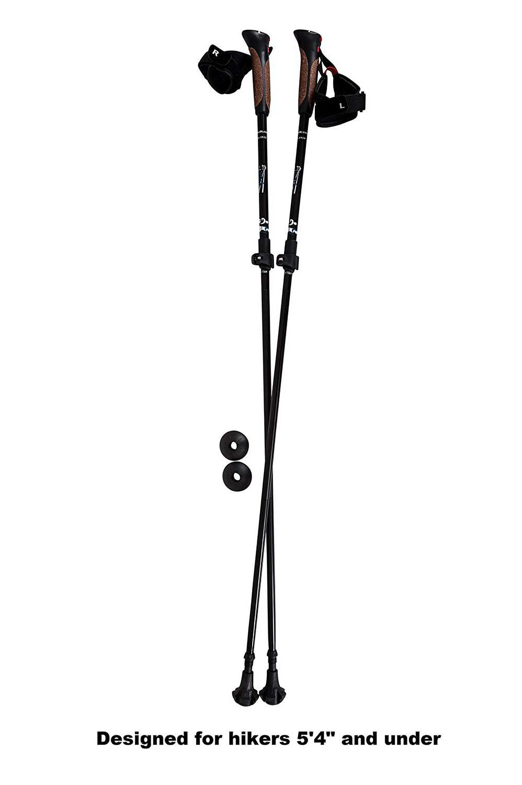 York Nordic Ultralight Shorter Length Traveler Trek Folding Walking Poles - 8 oz Each - w/Carrying Bag & Rubber Feet, 5ft 4in and Under