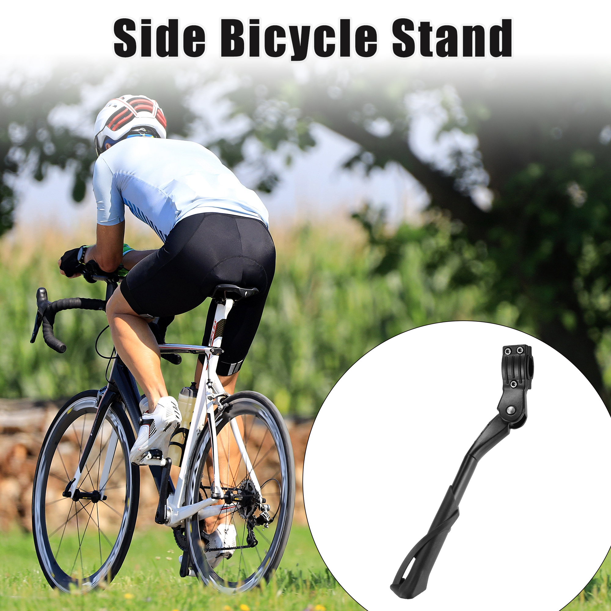 Unique Bargains Fit 24-29 Inch Bicycles Adjustable Bicycle Stand with Central 3 Holes Non-Slip Side Stand Kickstand