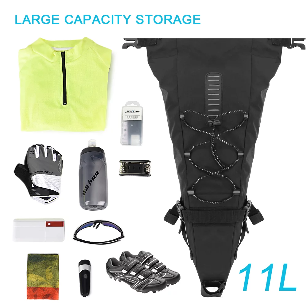 SAHOO Reflective Saddle Bag - Waterproof Storage Bag for Cycling - Large Capacity Tail Rear Bag