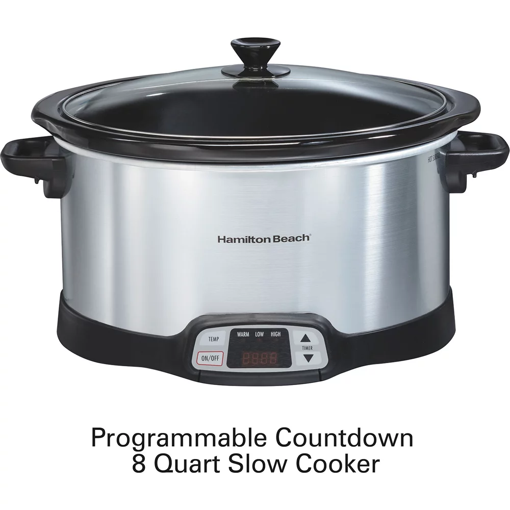 Hamilton Beach 33480 Programmable 8 Quart Slow Cooker with Three Temperature Settings 2 Pack