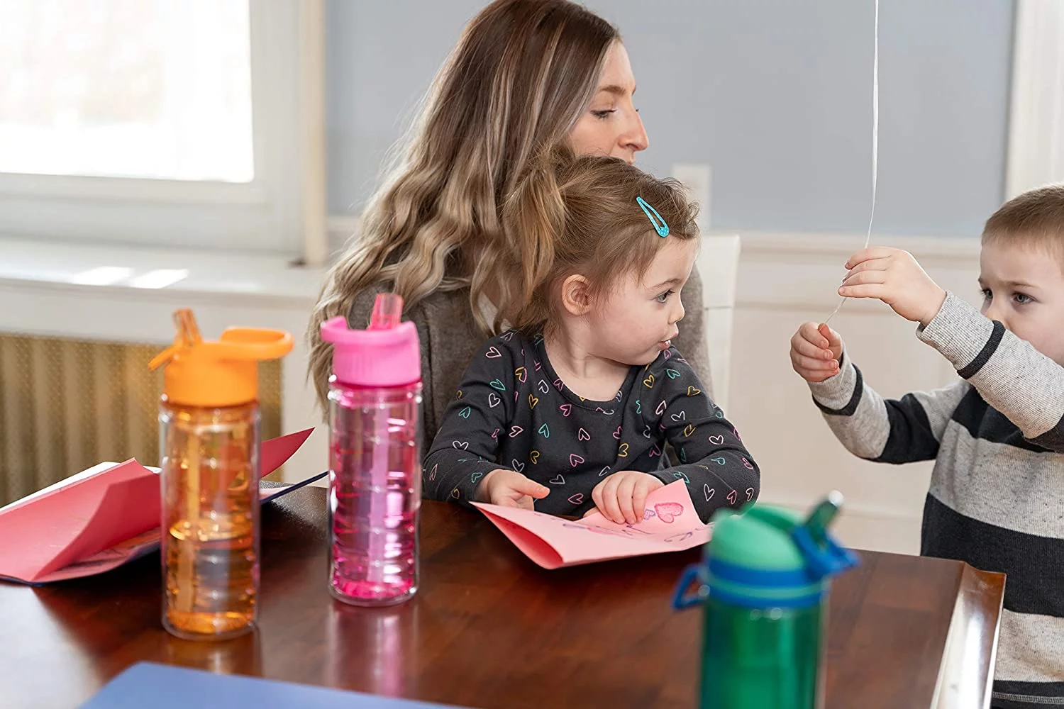 Cool Gear Tritan Twist Shatter Proof Water Bottle with Sipper Lid and Finger Loop Cap, 16 Ounce, 2 Packs