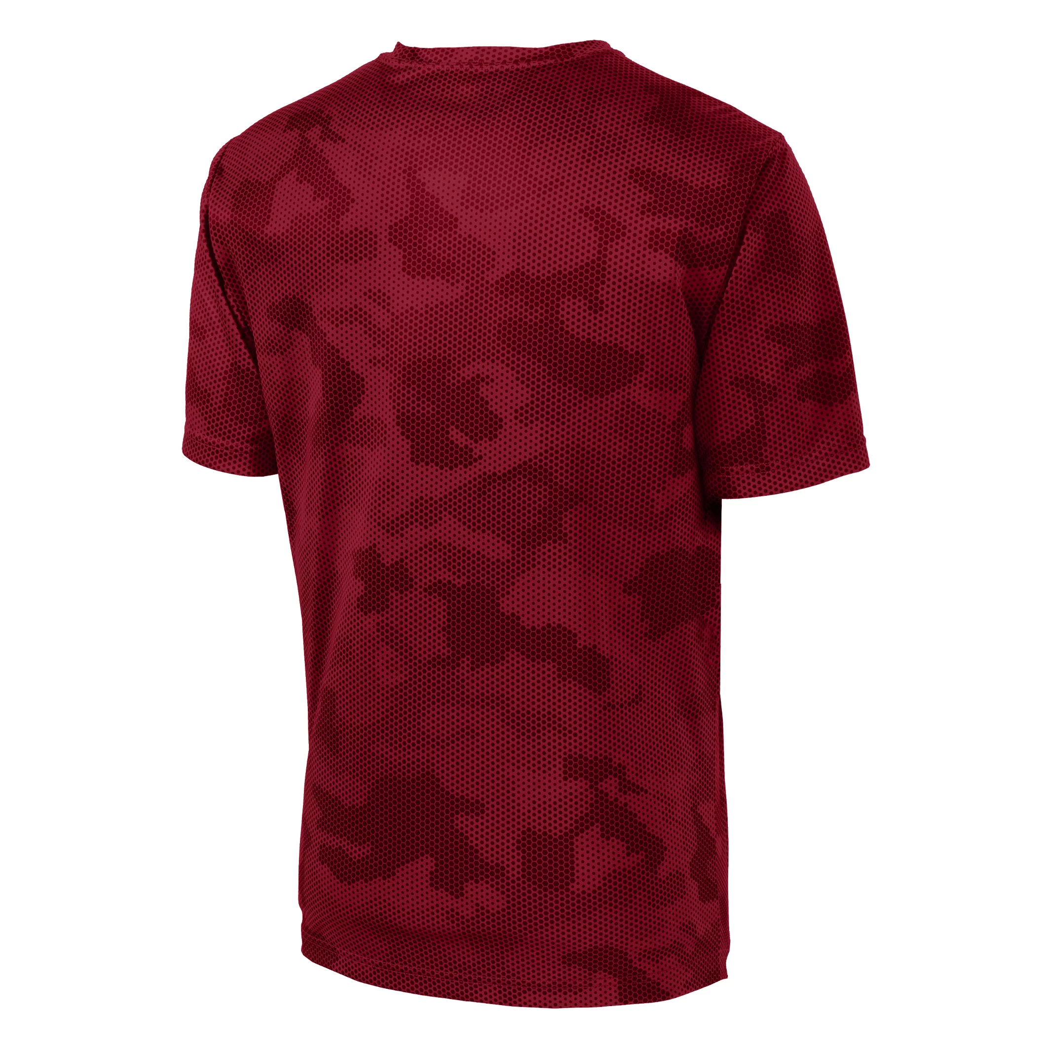 Mens Moisture Wicking CamoHex Polyester T-Shirt Deep Red XS