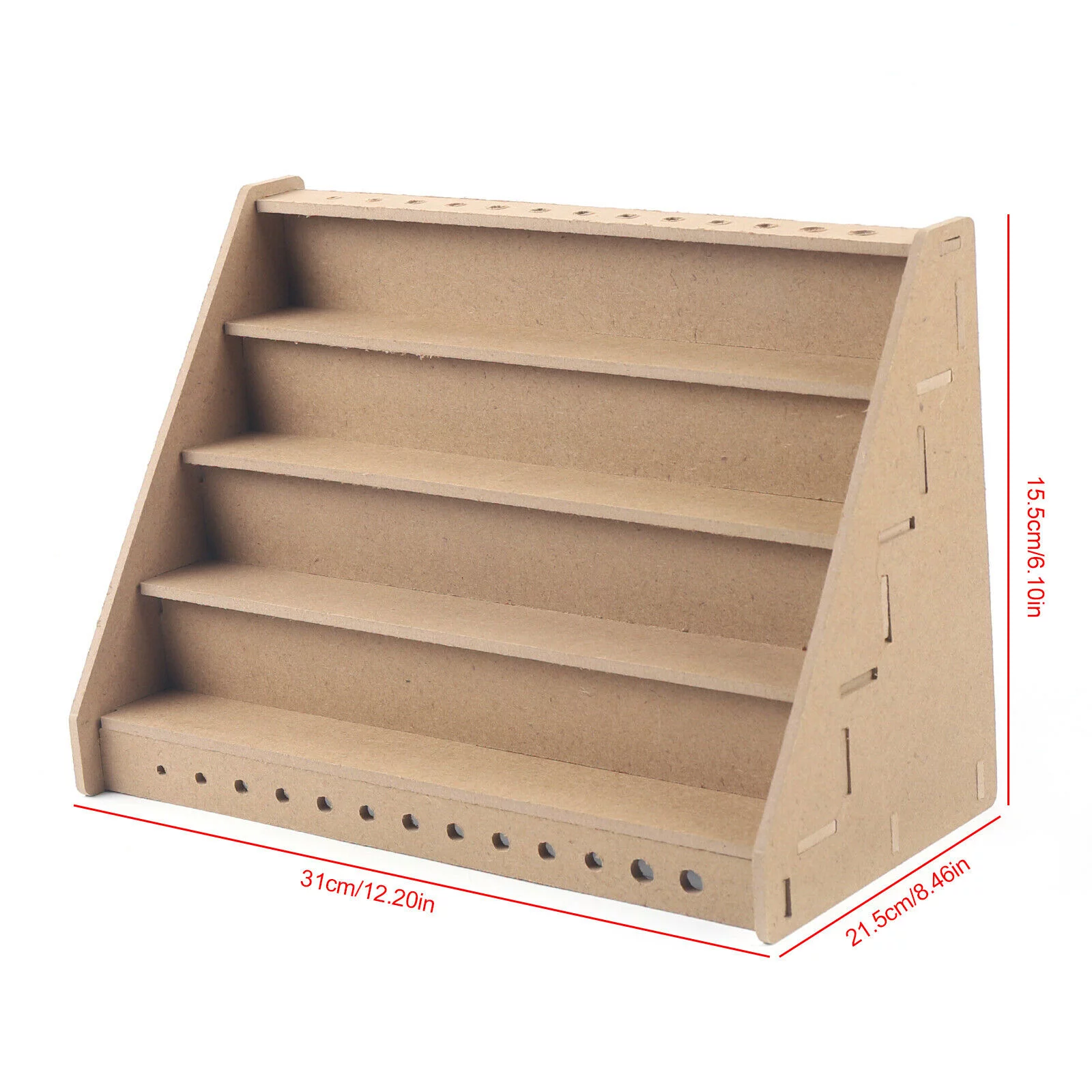 4-Layer Wooden Paint Rack 13 Tool Sockets Organizer Ink Bottle Holder Rack Shelf Paints Rack Sockets Salon Tools Stand Holder Storage Rack Wood DIY Paint Bottle Rack Wooden Stand Holder Cabinet