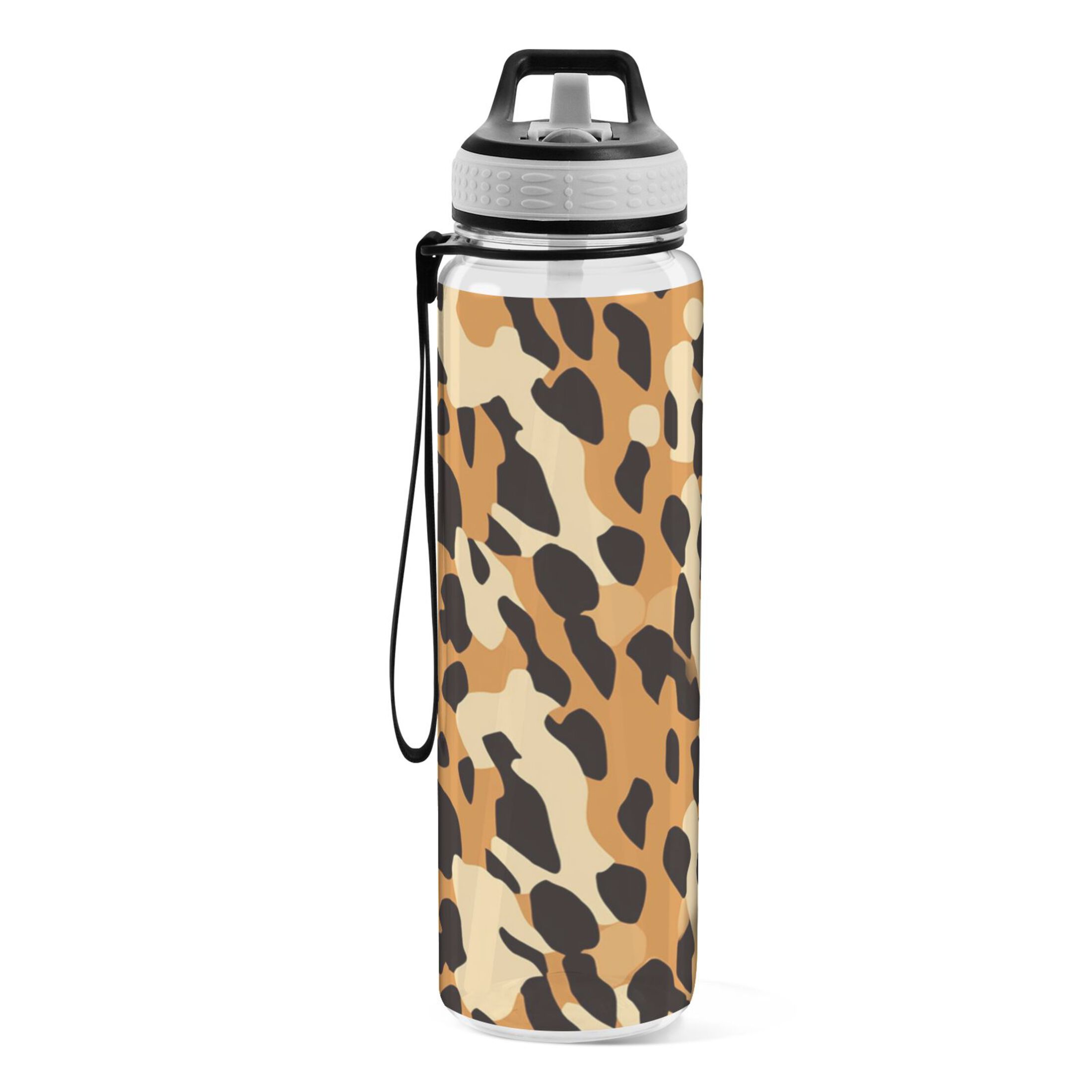 Leopard 32oz Sports Water Bottles Leakproof Tritan Bottle with Straw BPA Free Clear Bottle for Fitness Gym Outdoor Cycling