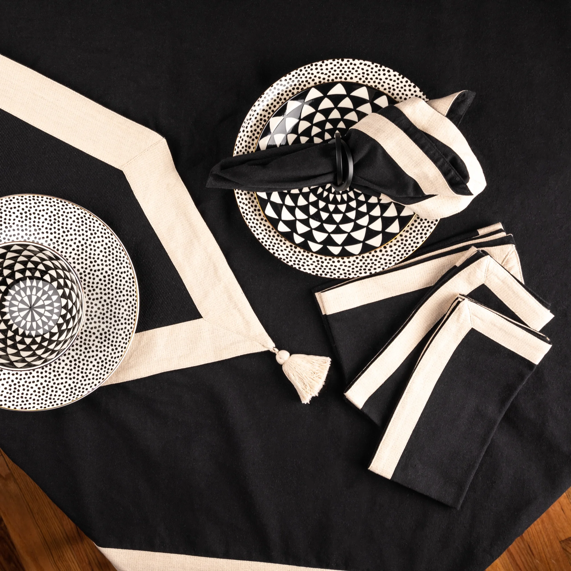 Thyme & Table Handmade Table Setting Bundle, Gold Black, 13-Piece Set