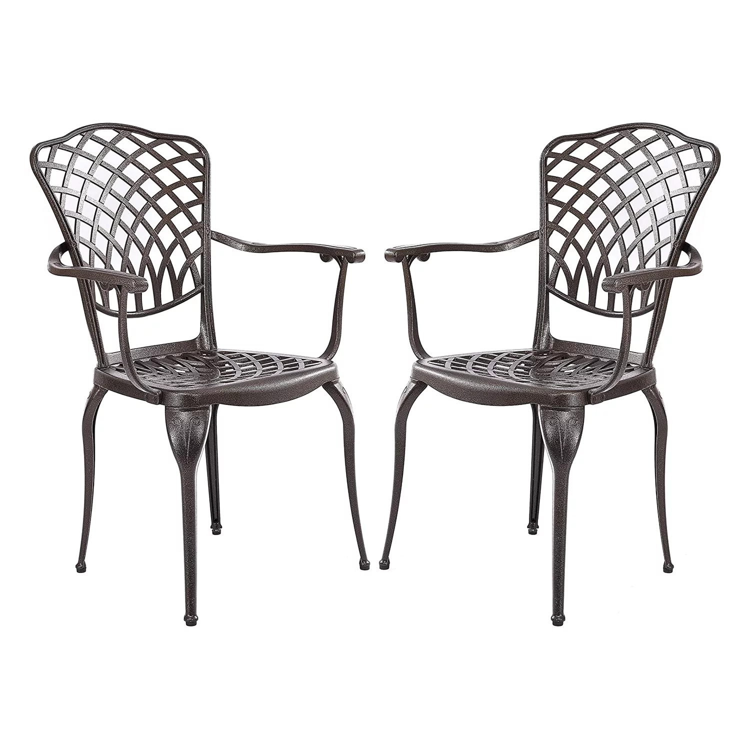 Kinger Home Arden Outdoor Aluminum Patio Dining Chairs, Bronze, Set of 2