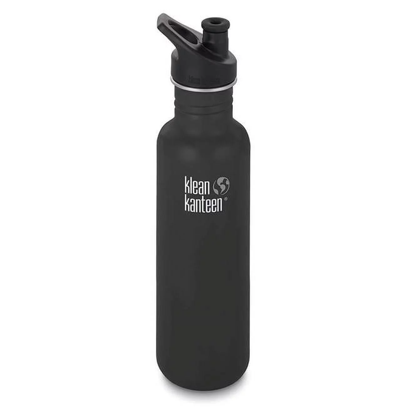 Klean Kanteen 1003085 27 oz Classic Stainless Steel Single Wall Non-Insulated Water Bottle with Sport Cap - Shale Black