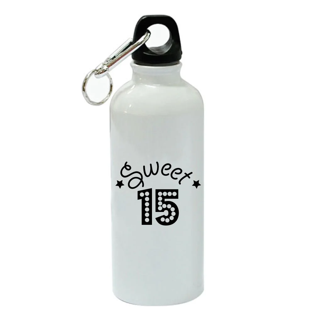 Sweet 15 Lights White Aluminum Sports 20 oz Water Bottle
