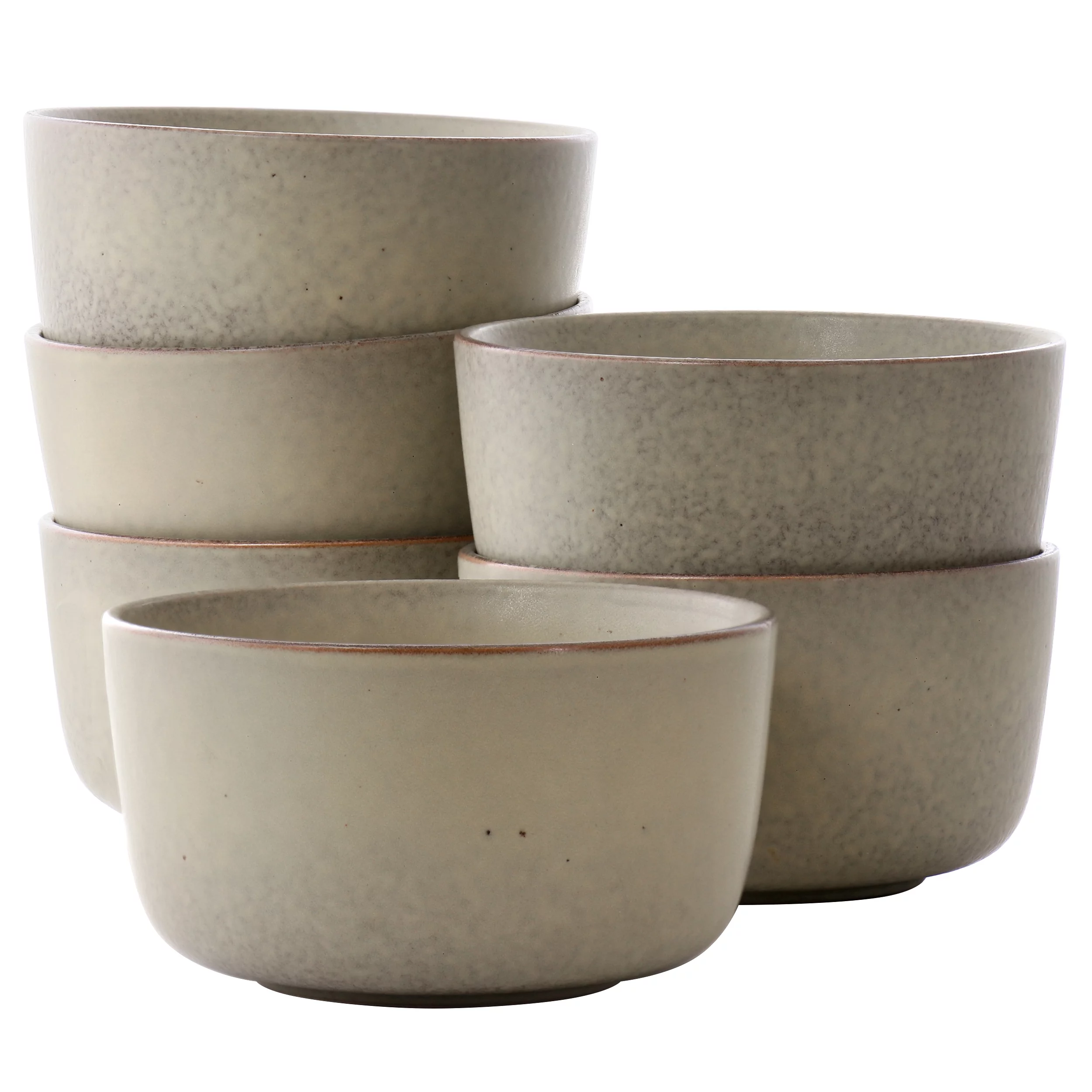 Our Table Landon 6 Piece 5.5 Inch Round Stoneware Bowl Set in Toast