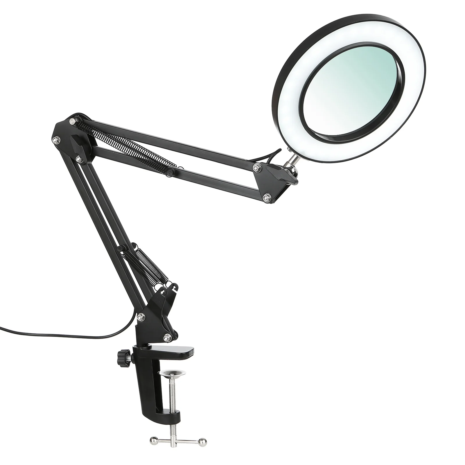 Flexible Desk Lamp with 8x Magnifier, Swing Arm Design, and 10 Brightness Levels Ideal for Studying and Collecting