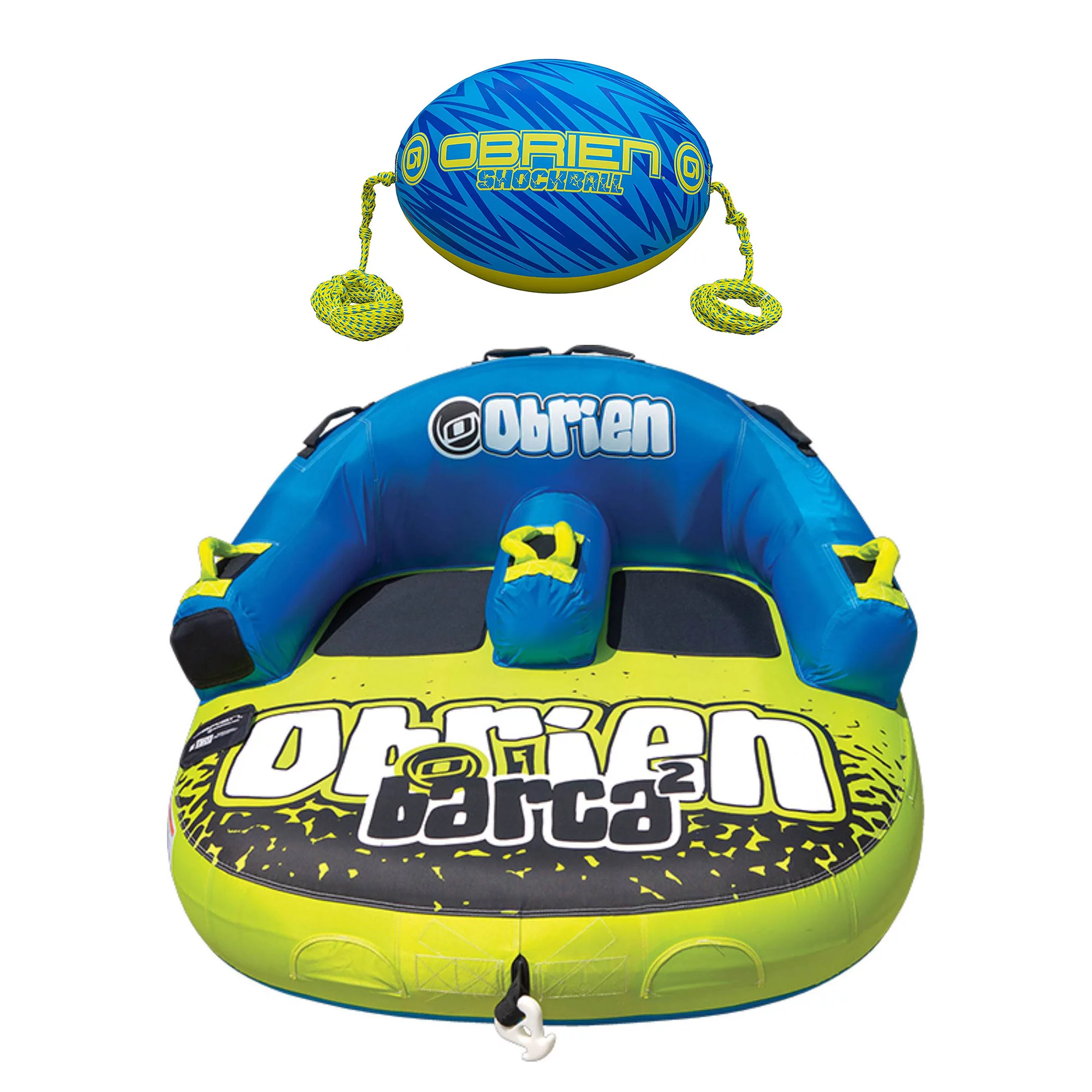 OBrien Barca 2 Kickback 2 Person Towable Tube w/ Shock Ball & Rope Float