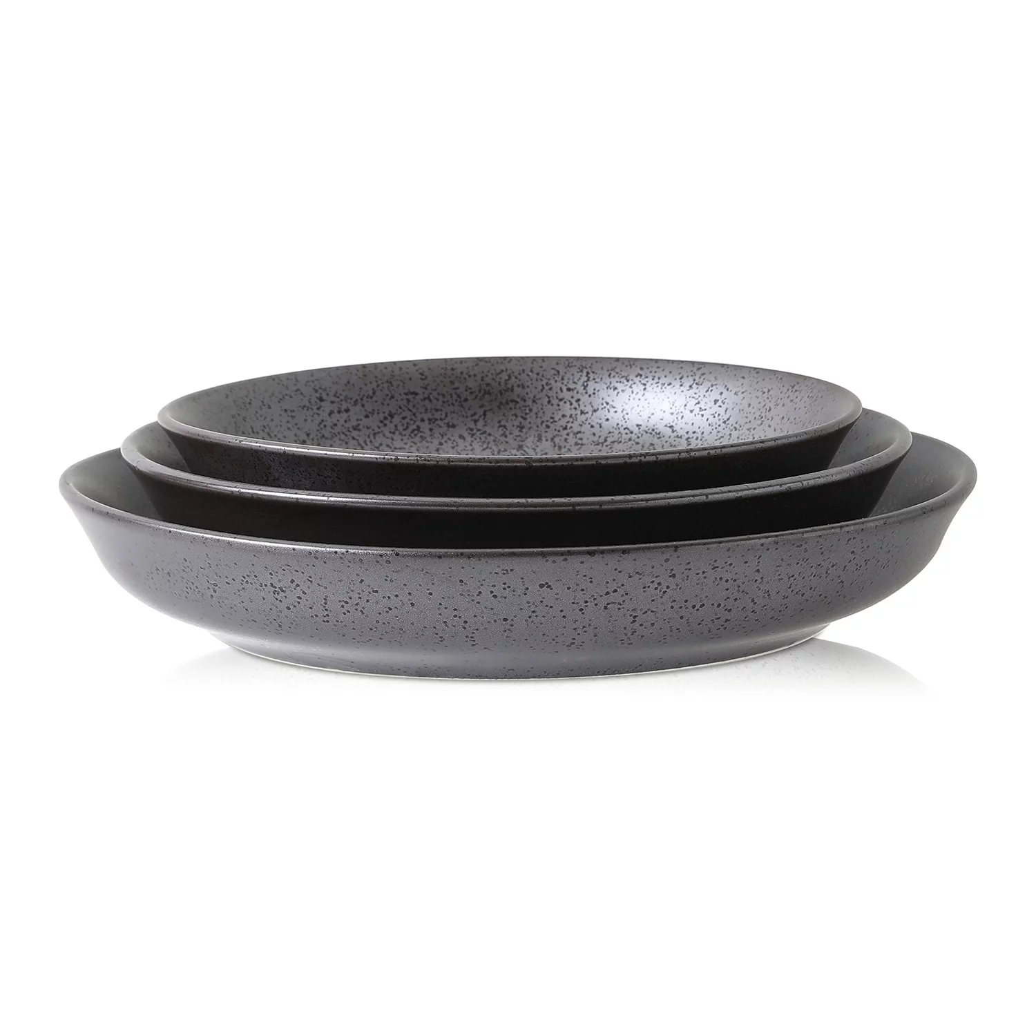 Stone Lain Valencia 3-Piece Service Bowl Set Porcelain, Metallic Grey