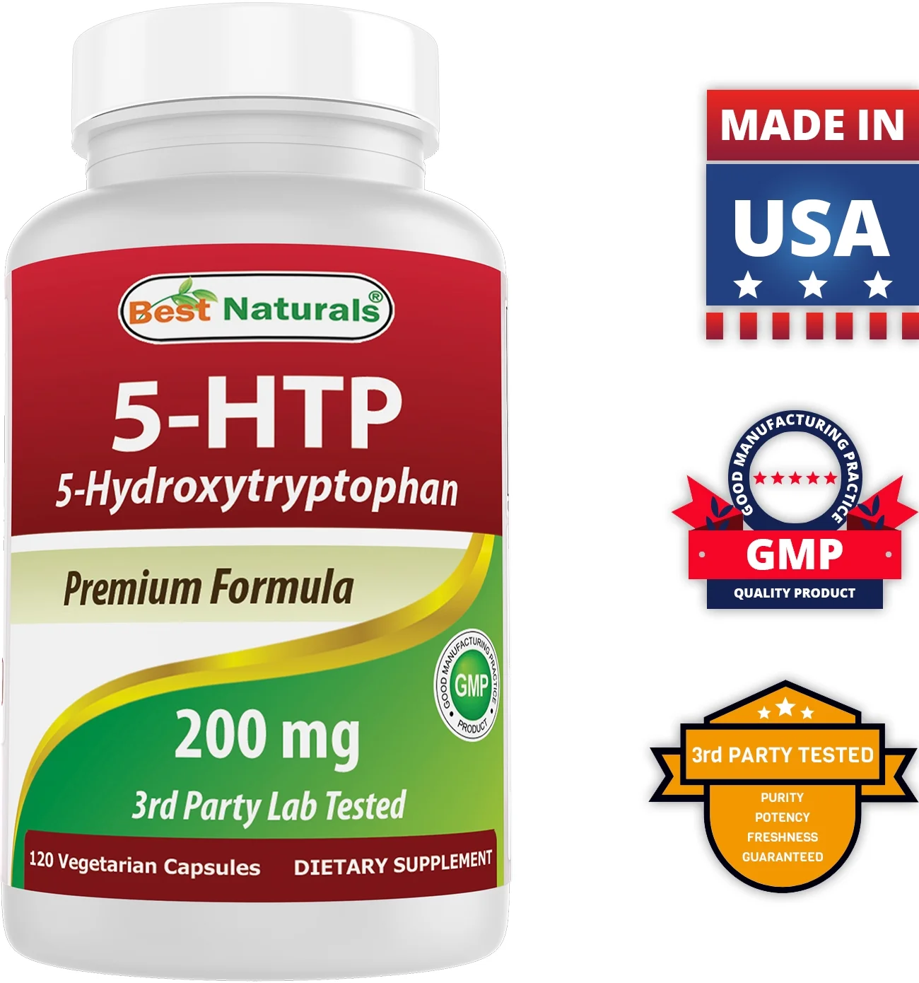 Best Naturals 5-HTP 200 mg 120 Vegetarian Capsules