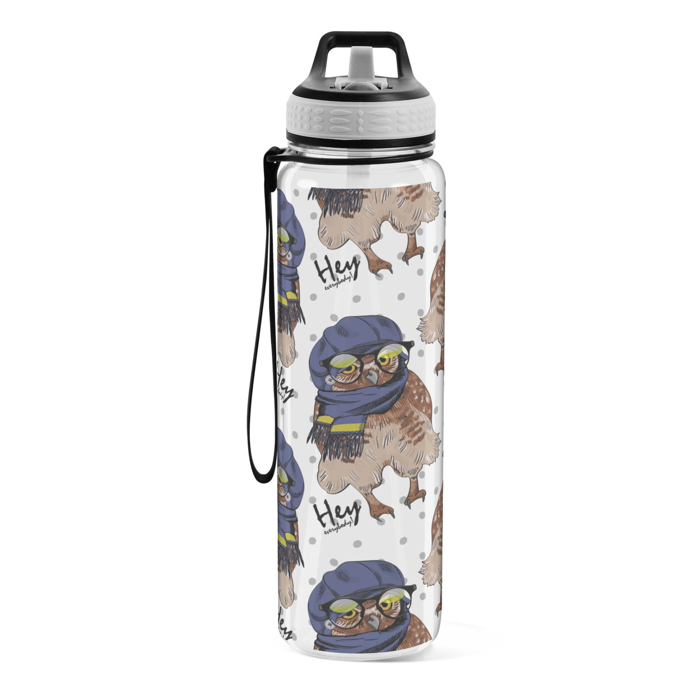 Cool Owls 32oz Water Bottles with Straw Tritan Leakproof Sports Bottle BPA Free Clear for Fitness Gym Swimming Cycling