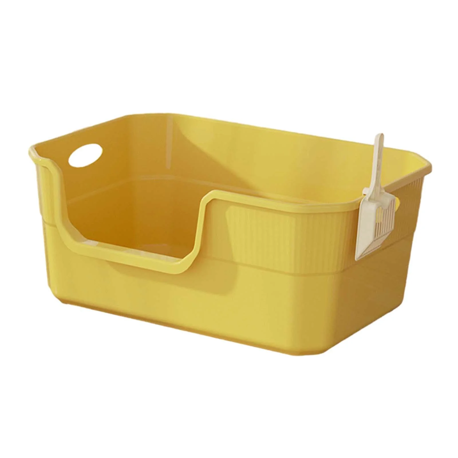 oshhnii Open Litter Sand Box Heighten Cat Toilet for Small Medium Large Cats yellow