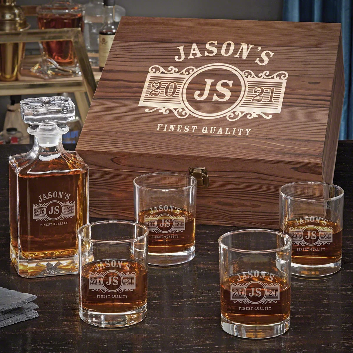 Marquee Personalized Carson Decanter Set with Eastham Glasses