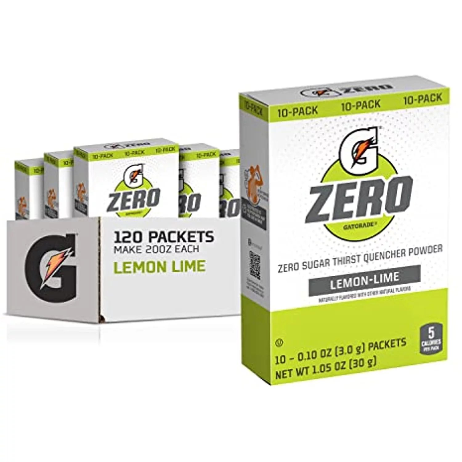Gatorade G Zero Powder, Lemon Lime, 0.10Oz Packets (120 Pack)