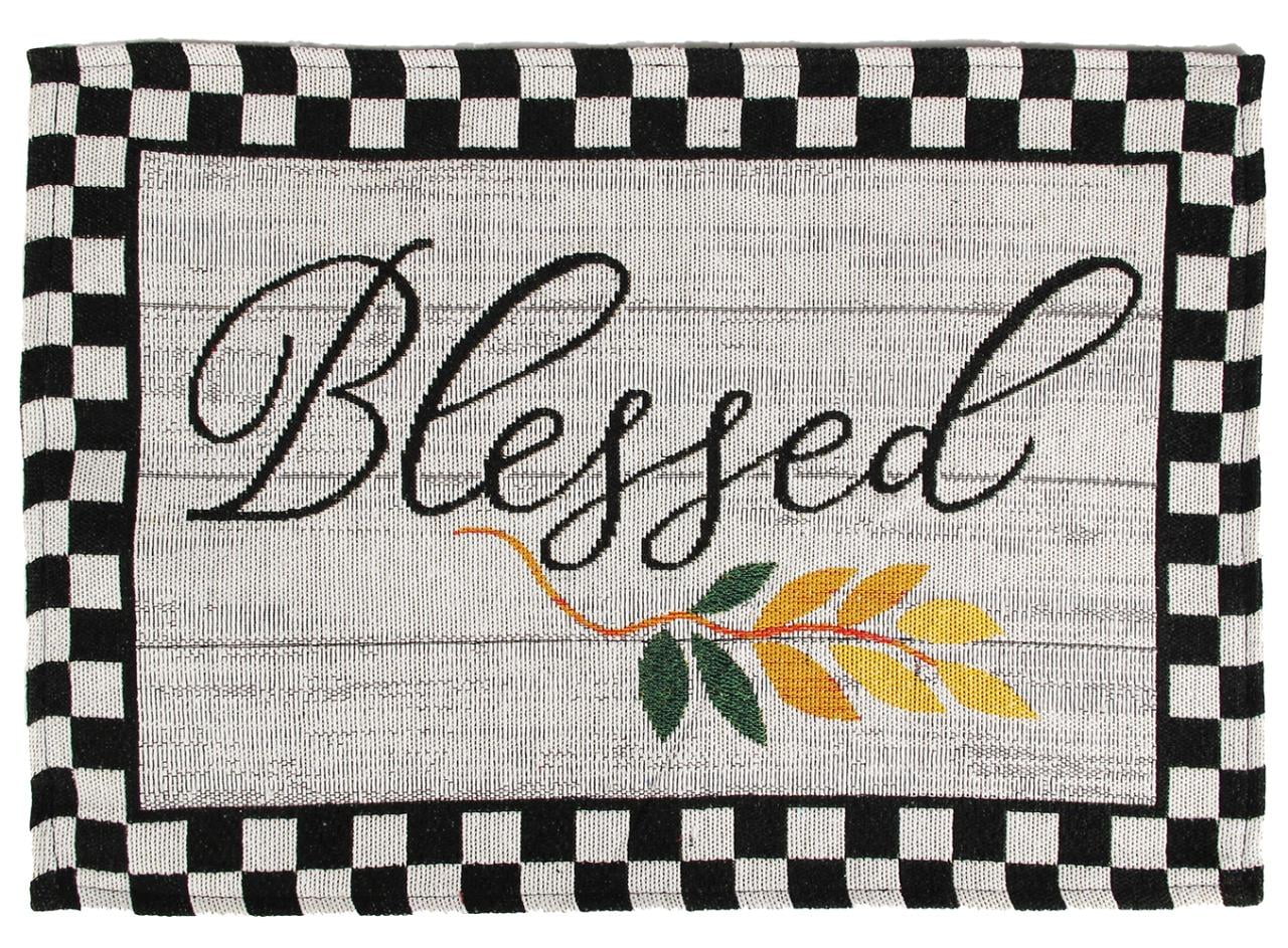Blessed Buffalo Plaid Kitchen Towels Set With  Placemats Oven Mitt Pot Holder White Black Dish Towels Blessed Kitchen Gift Set 8 Pieces