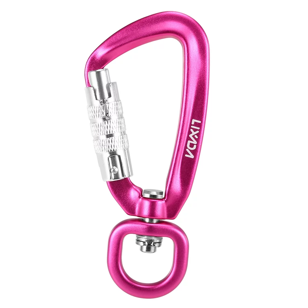 Lixada Rotatable Swivel Carabiner Clip Auto Locking Spinner Small for Hammock Hanging Pet Leash Hook 2pcs